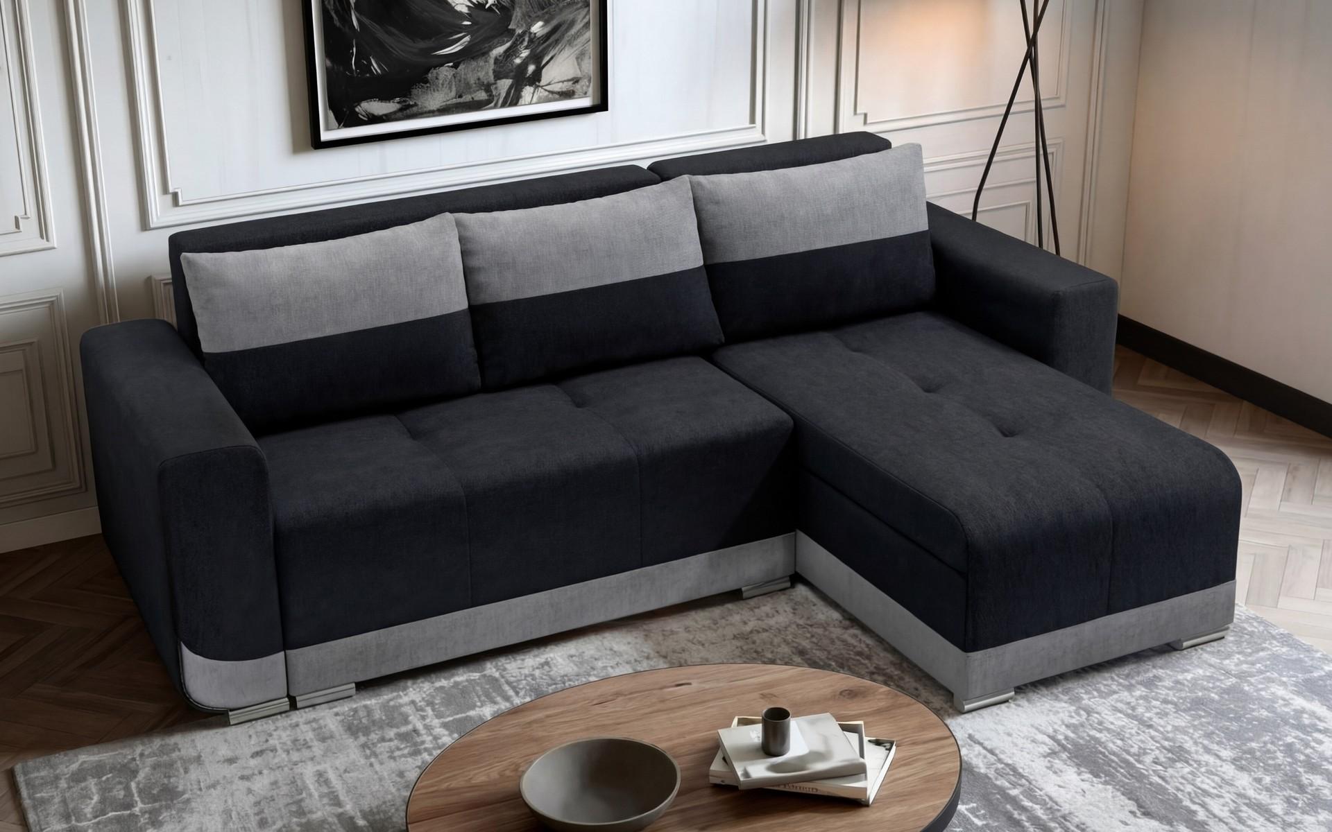 Extendable corner sofa Grand, graphite + grey  6