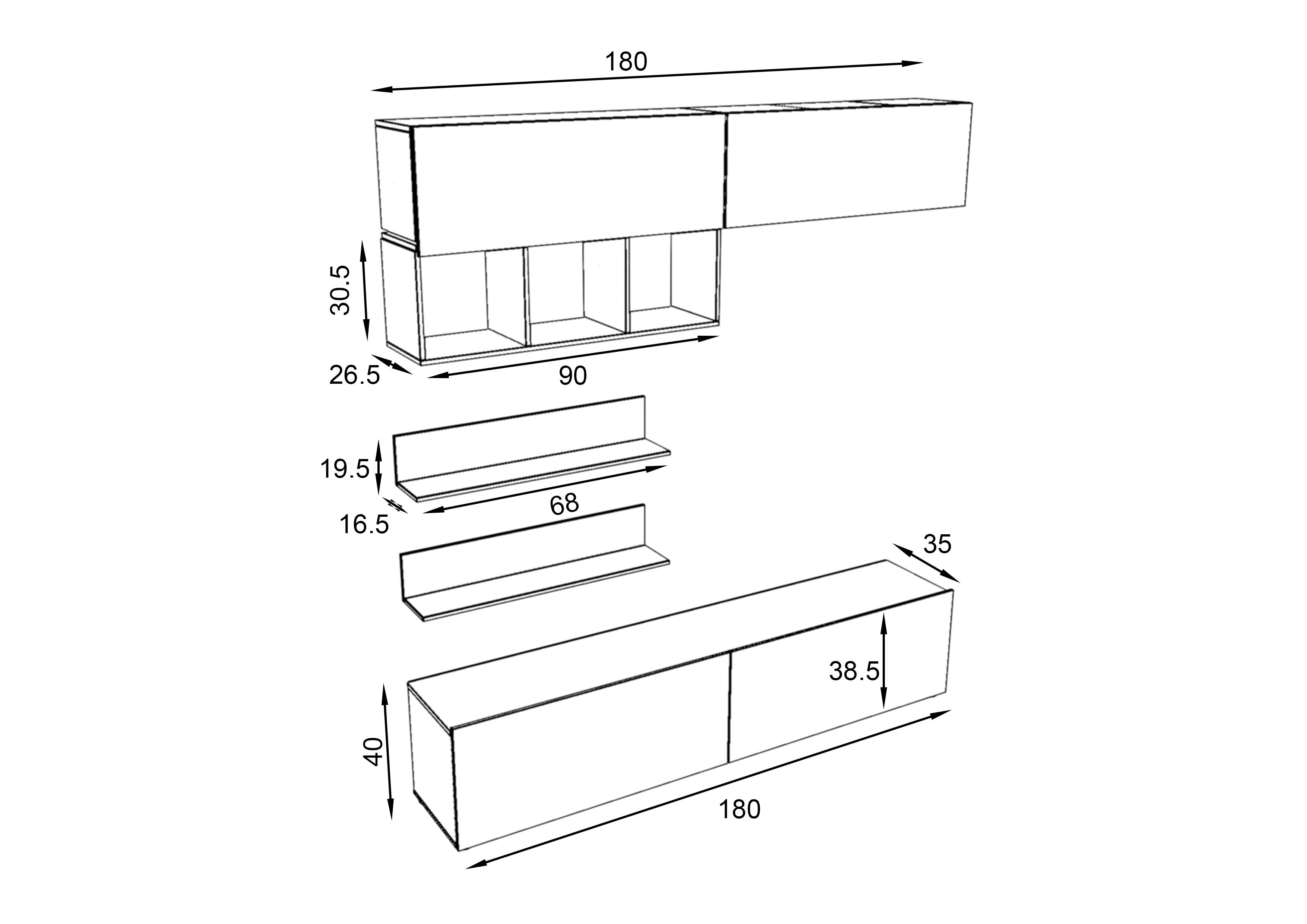 Shelf unit Alana, golden Craft oak + anthracite  2