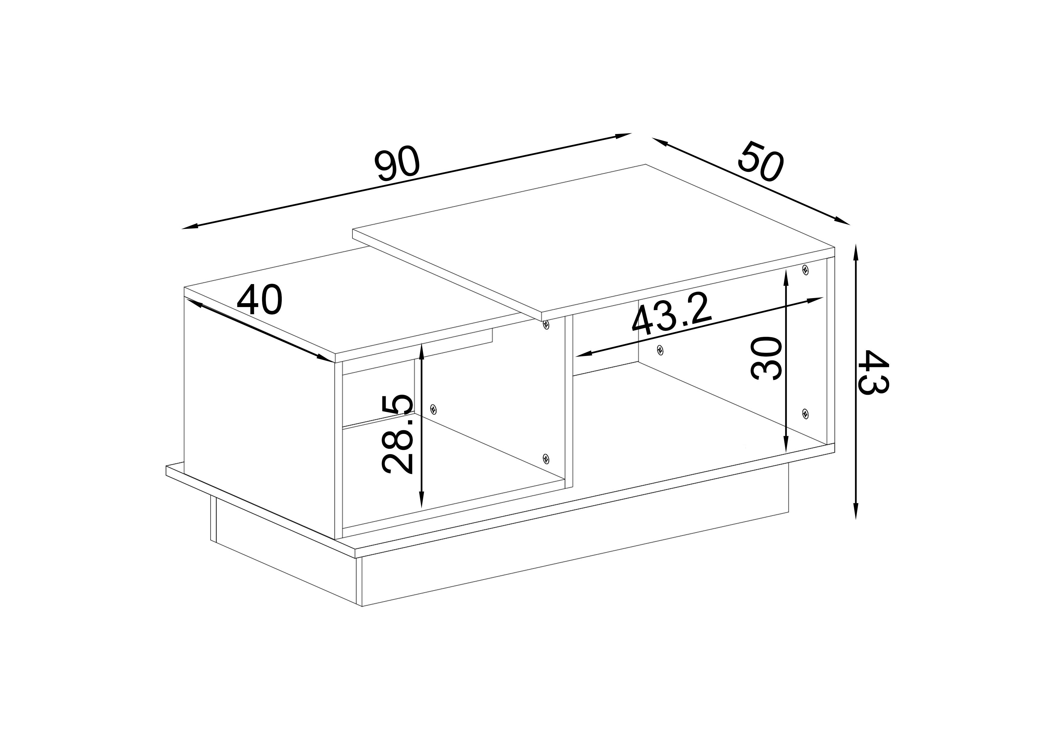 Coffee table Bonzi, Honey oak + white marble decor  2