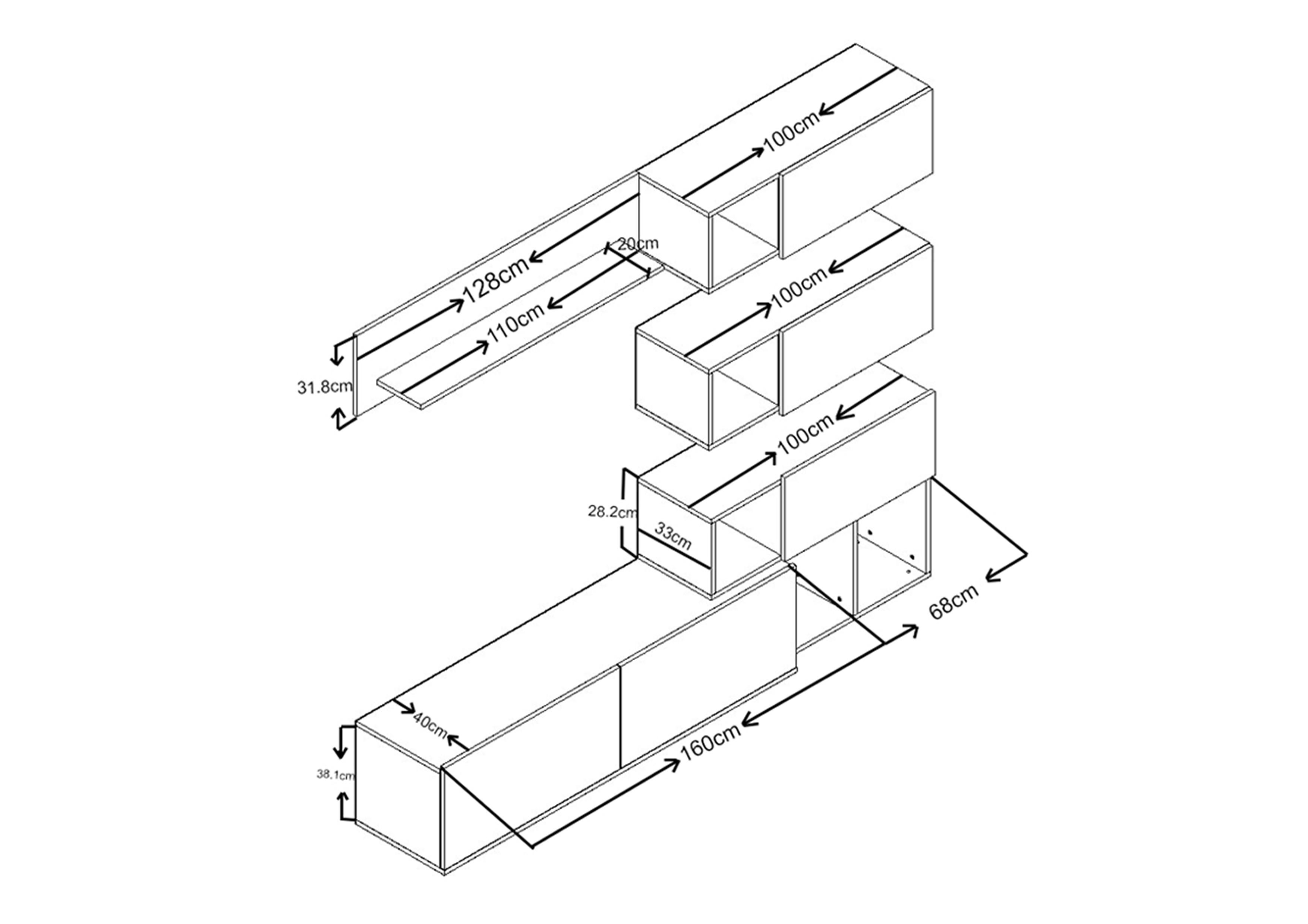 Shelf unit Liron, golden Craft oak + cashmere  2