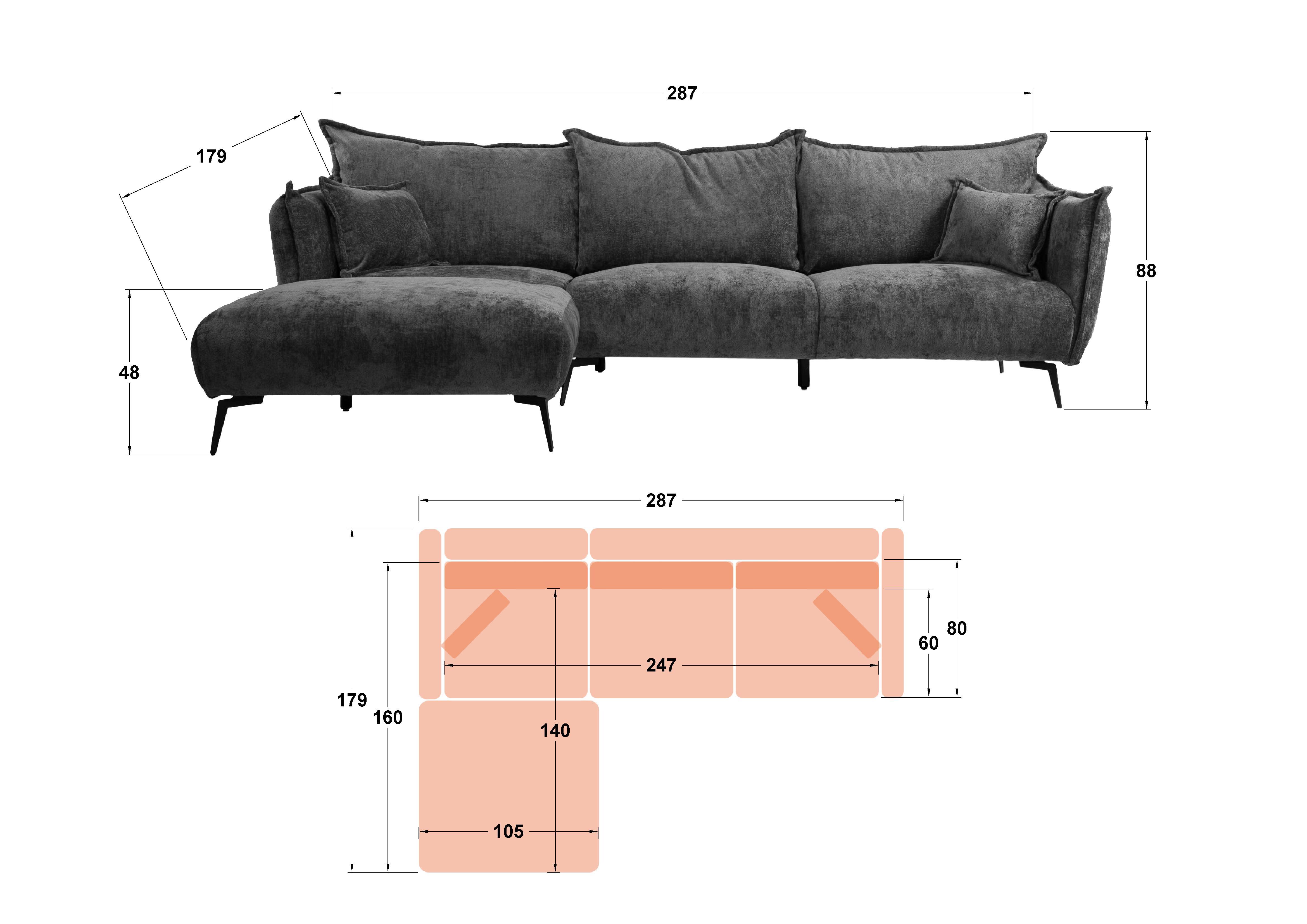 Corner sofa Gala, turquoise  2