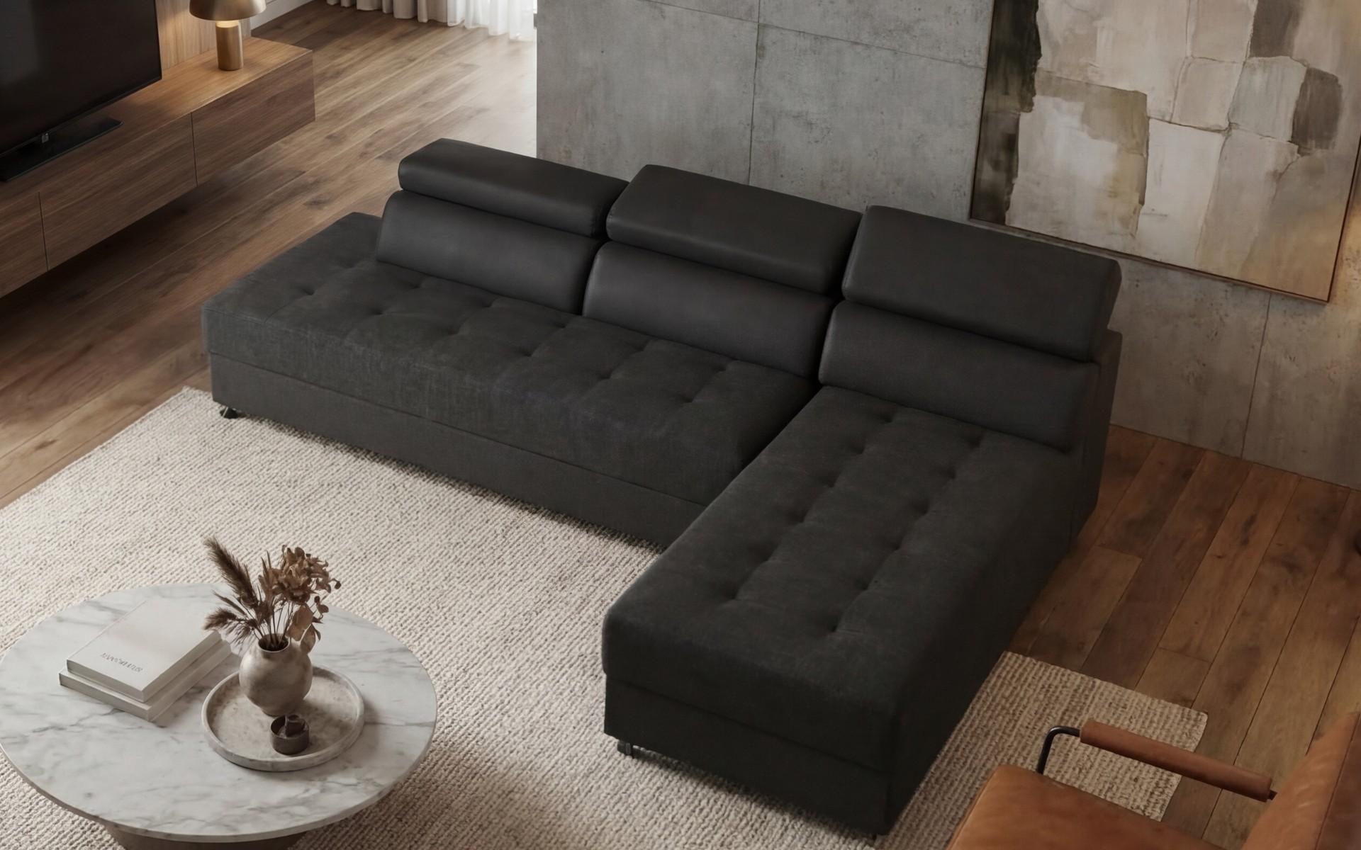 Living room corner Galance Nova, dark grey + black  4