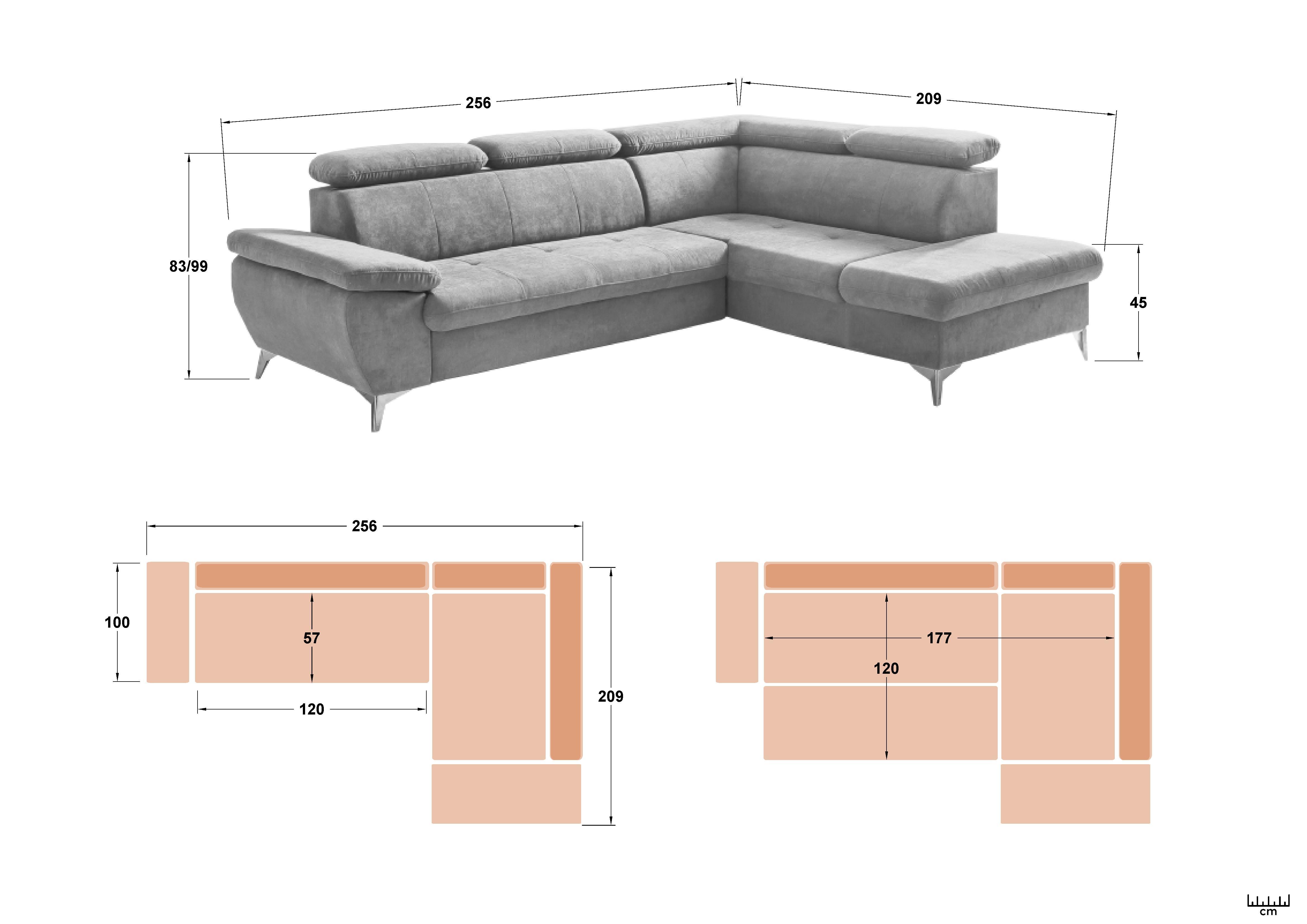 Extendable corner sofa Galaro, beige  2