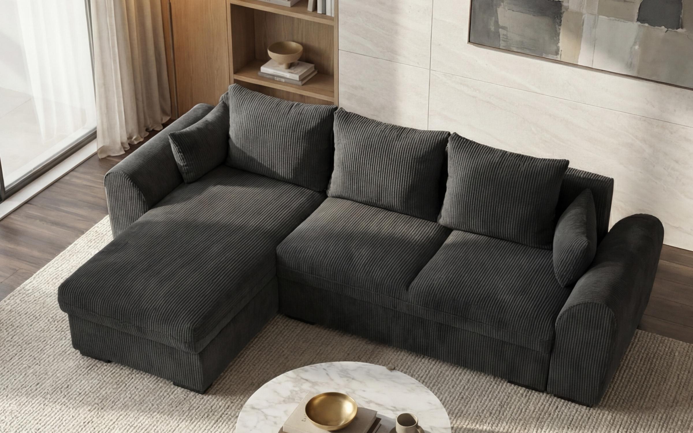 Extendable corner sofa Galetti, dark grey  4