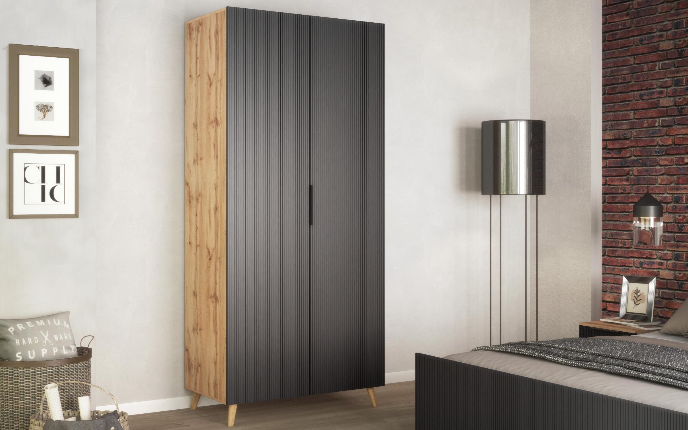 Double-winged wardrobe Letty, Appalachian oak + quartz  1