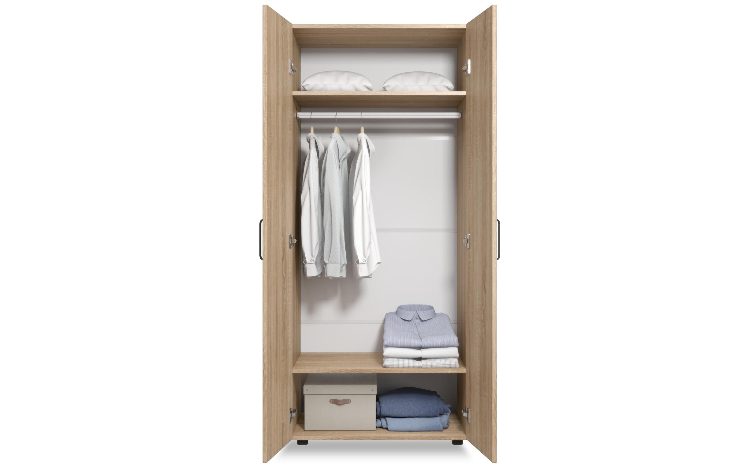 Wardrobe 2 shelves + clothes rod Massimo 2, Evoke oak  5