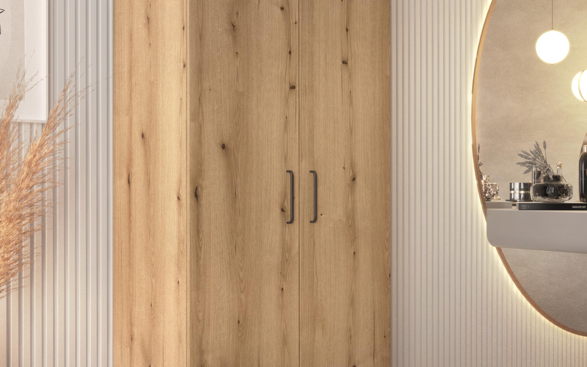 Wardrobe 2 shelves + clothes rod Massimo 2, Evoke oak  4