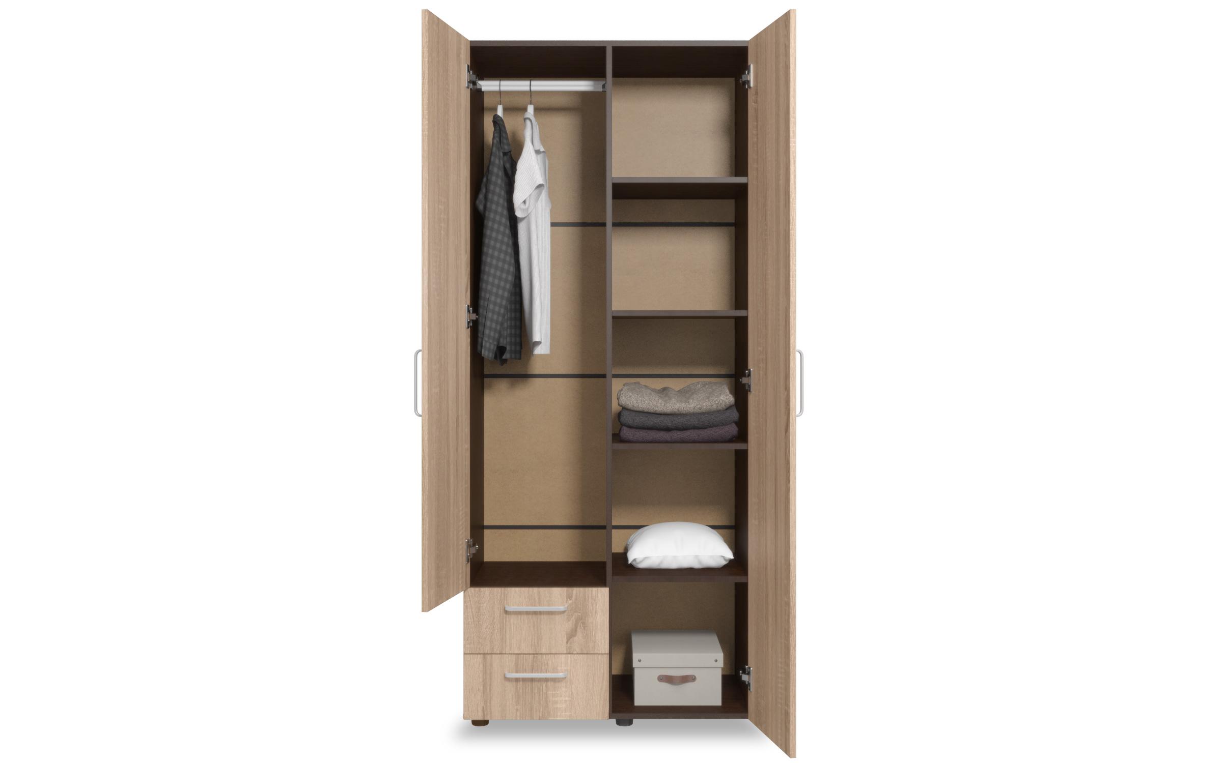 Double-winged wardrobe with drawers and mirror Solo, Wenge + Sonoma oak  3