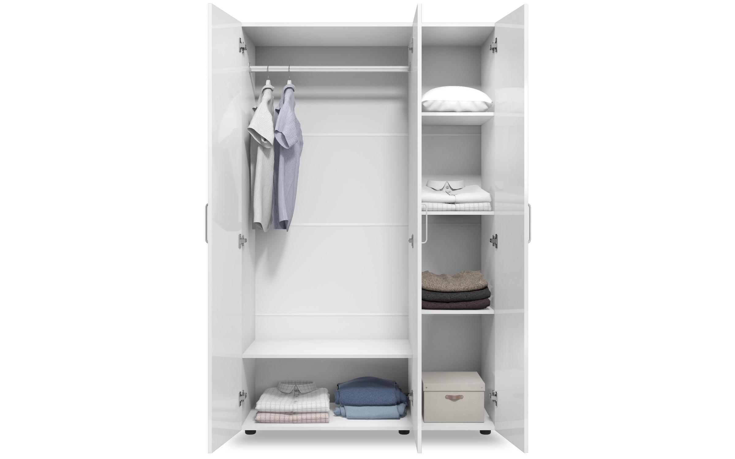 Three-winged wardrobe Stanley, white  5