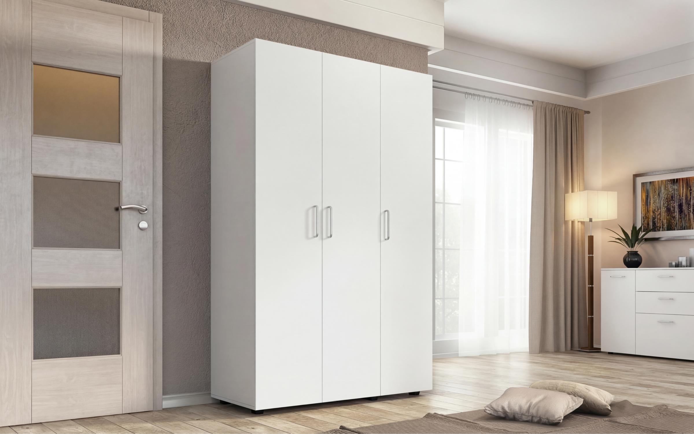 Three-winged wardrobe Stanley, white  1