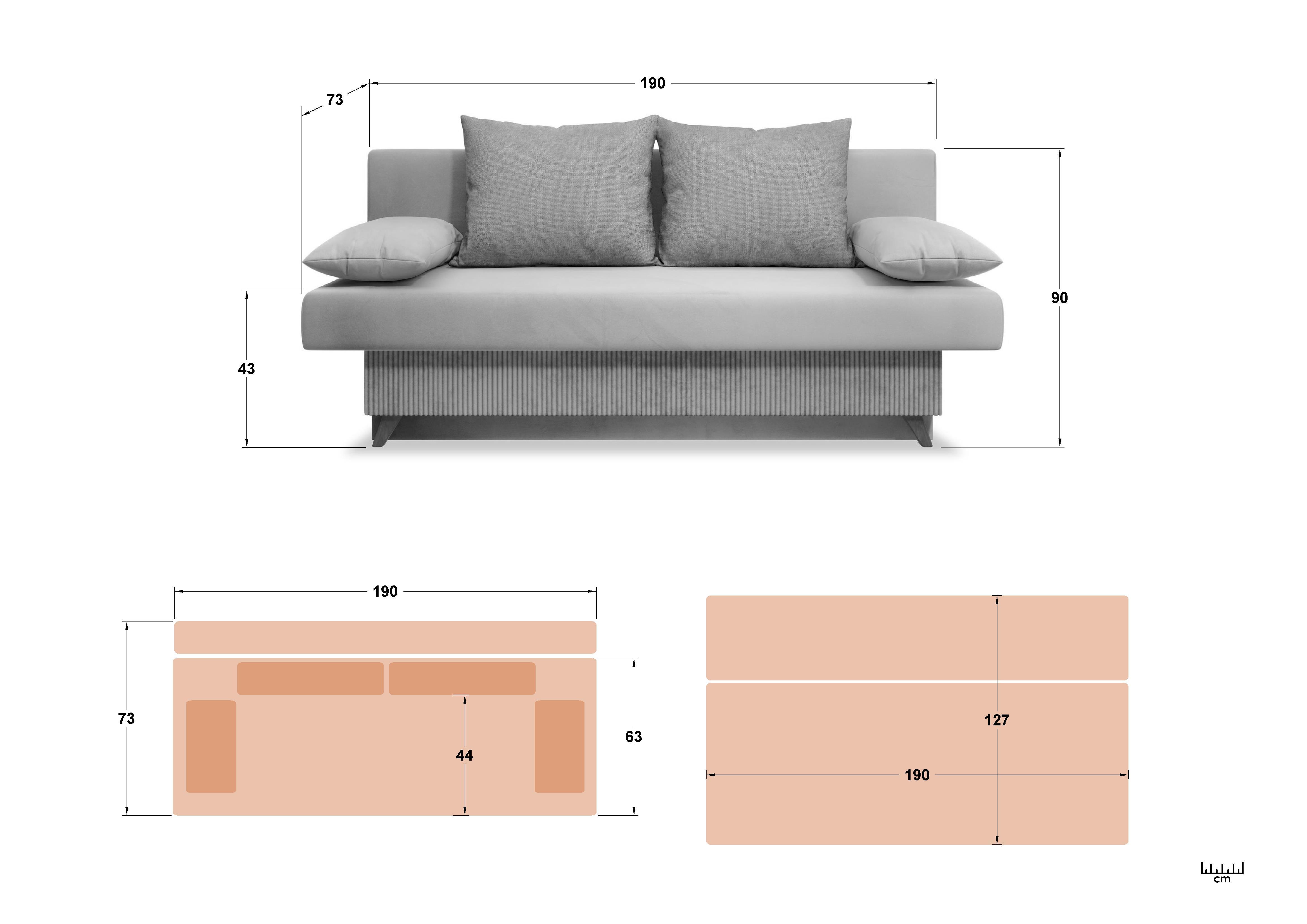 Extendable sofa Garson, ivory + brown  2