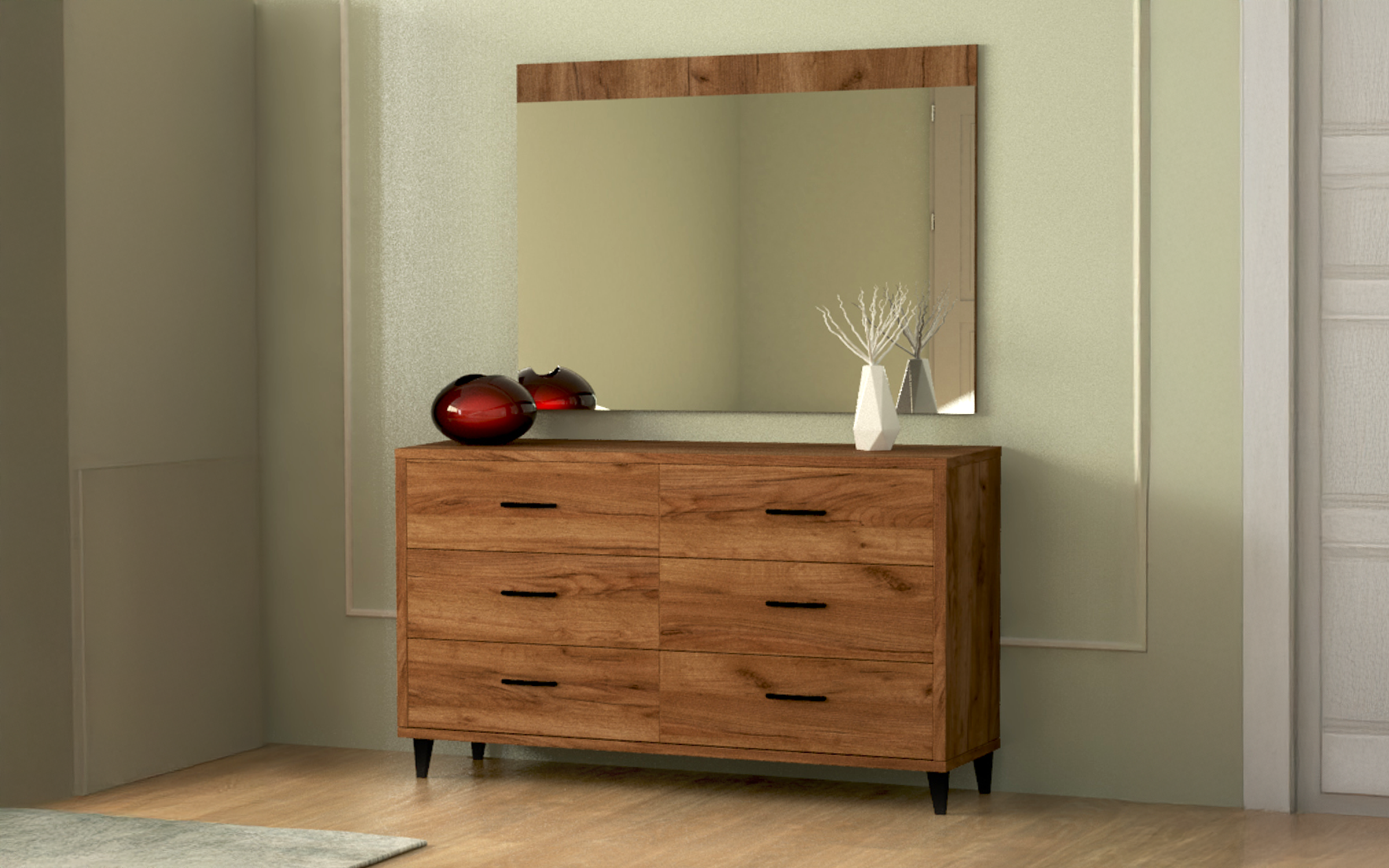 Bedroom furniture set for mattress 160/200 Salento, Tobacco Craft oak + black matt  7