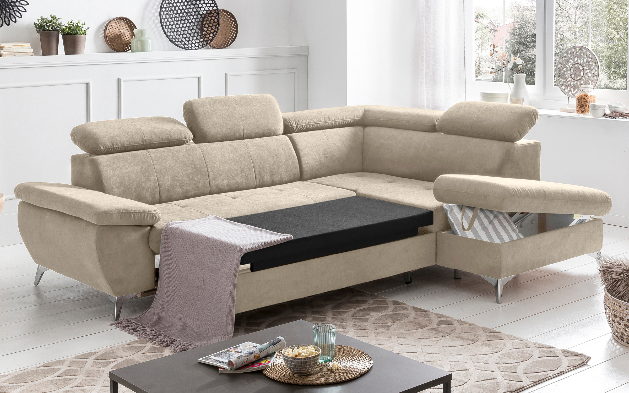Extendable corner sofa Galaro, beige  2