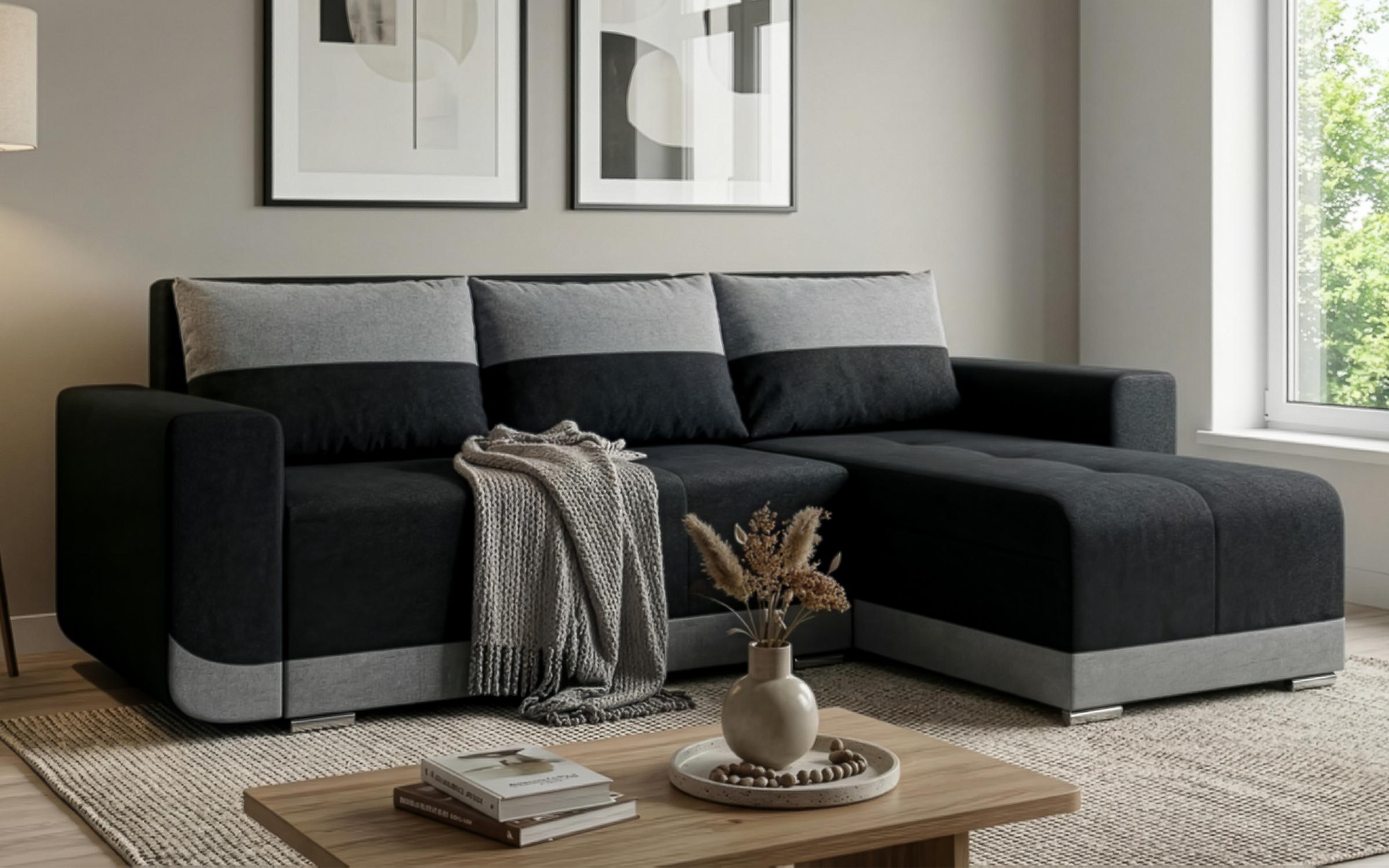 Extendable corner sofa Grand, graphite + grey  5