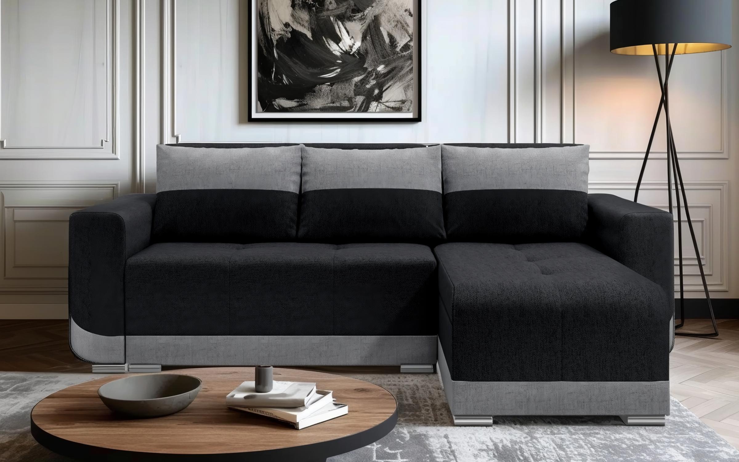 Extendable corner sofa Grand, graphite + grey  1