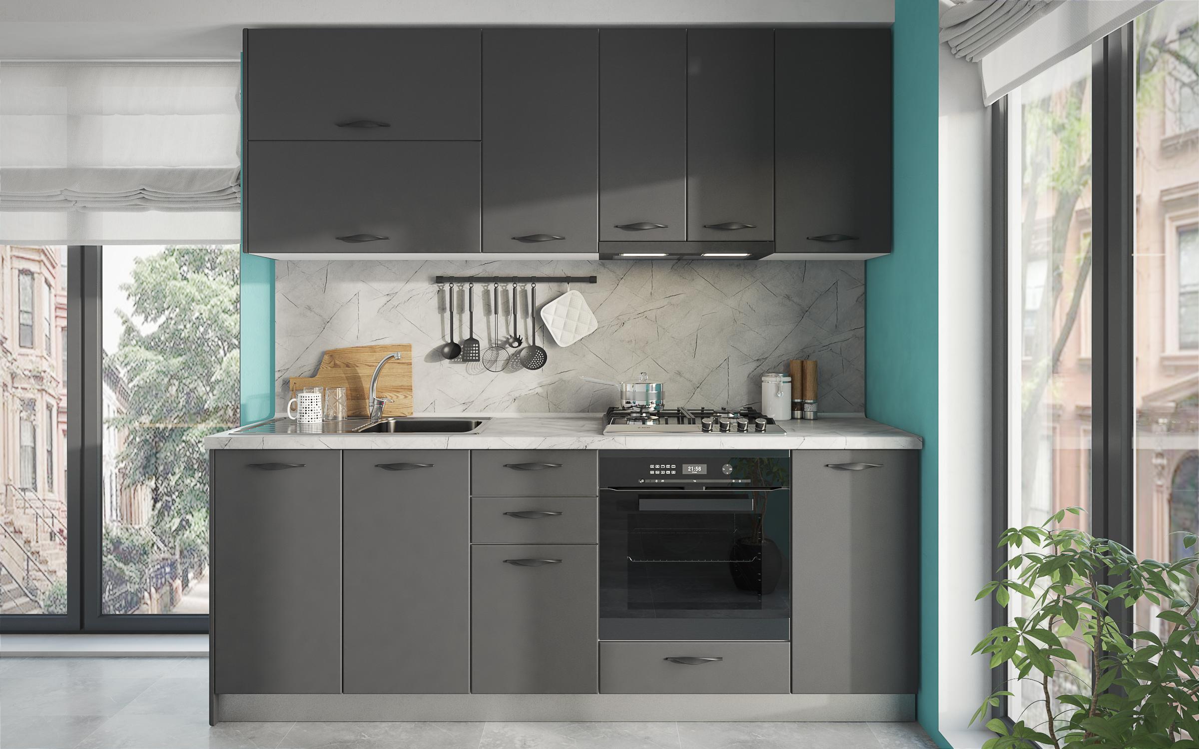 Kitchen showcase cabinet Simon 40, anthracite matt  3
