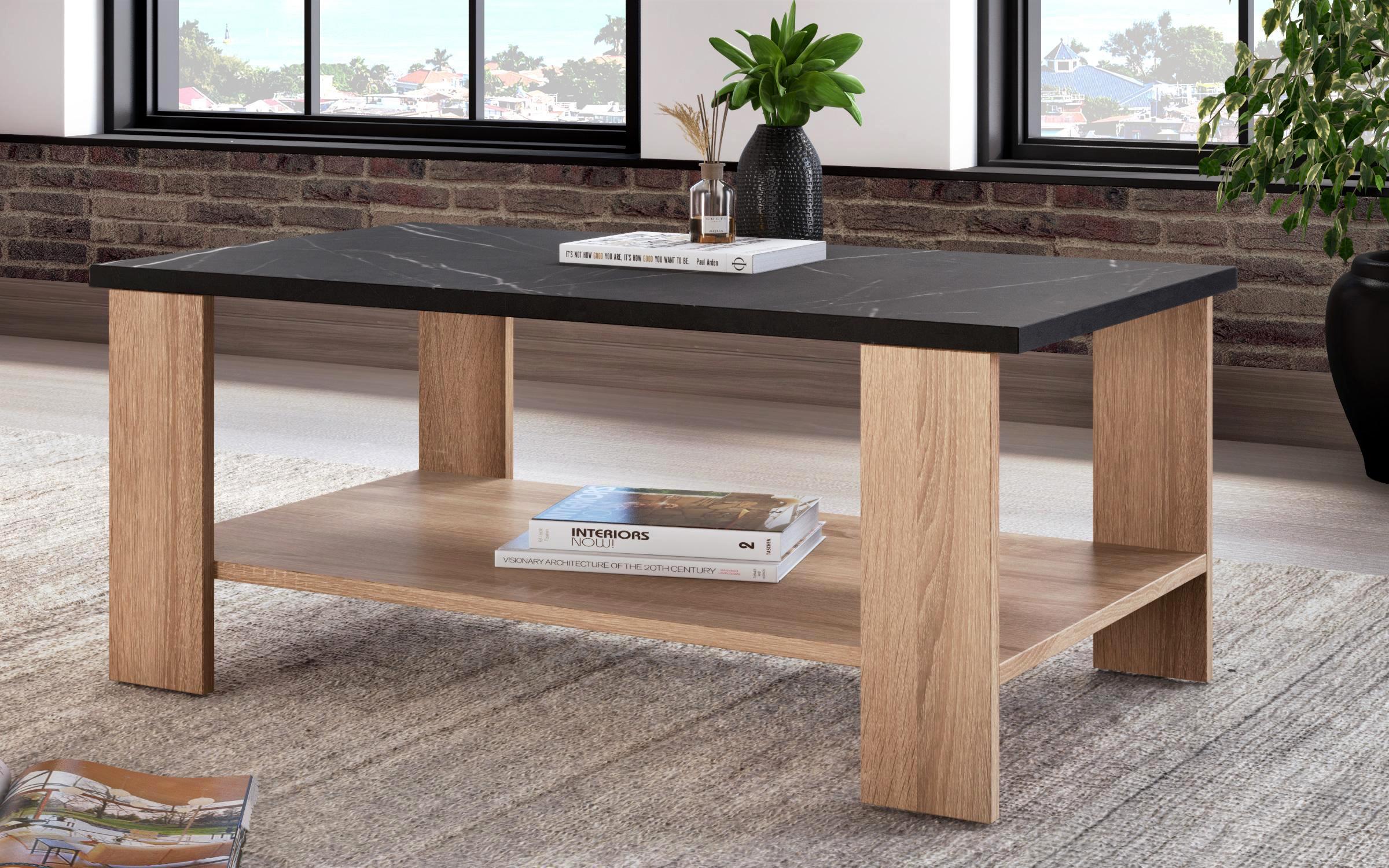 Coffee table Nesta, Sonoma oak + decor Tunisia marble  1
