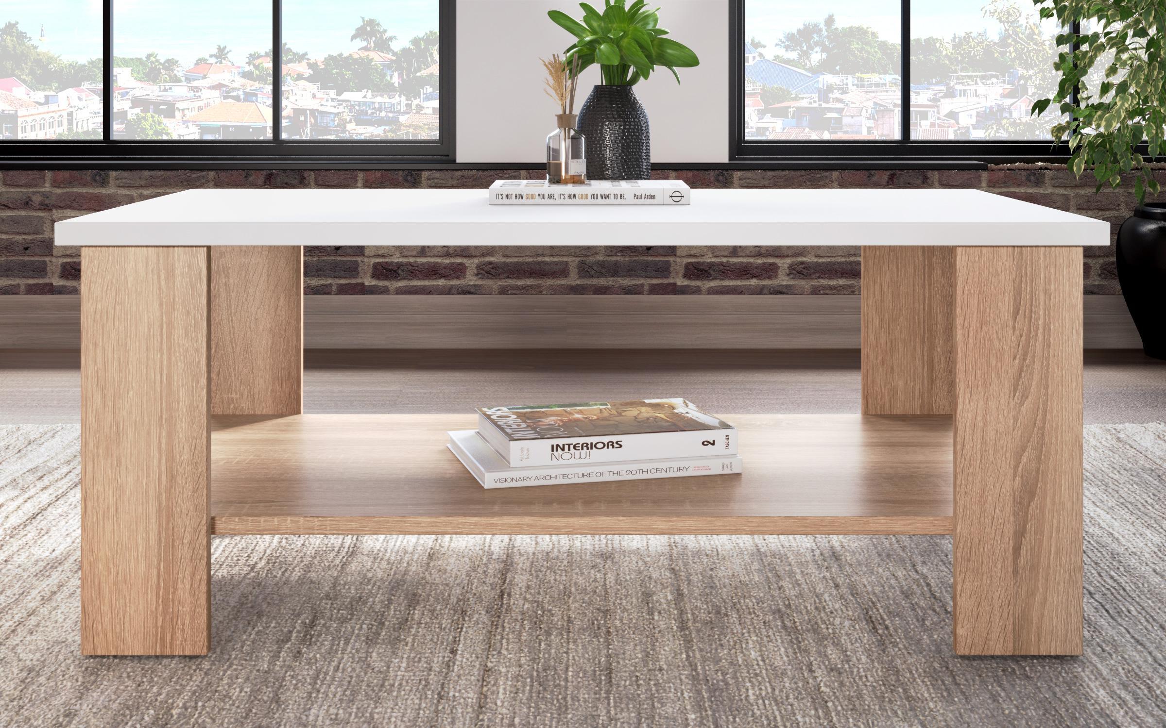 Coffee table Nesta, Sonoma oak + white  3