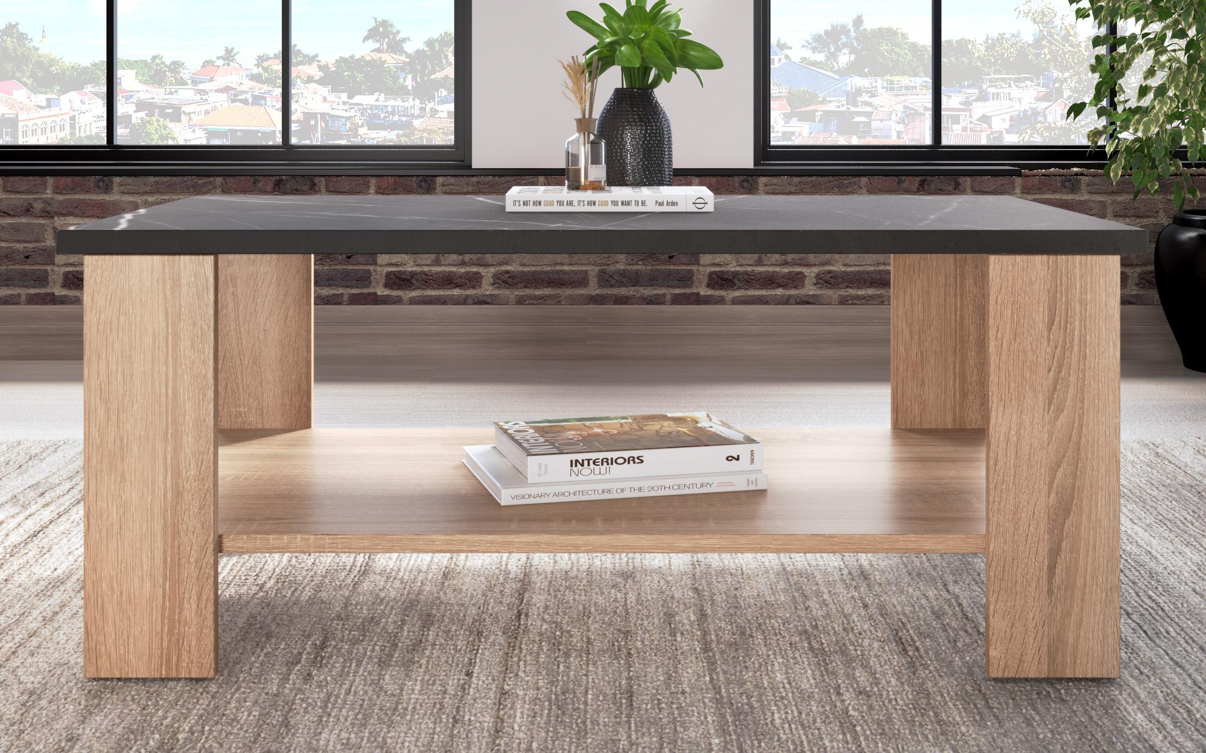 Coffee table Nesta, Sonoma oak + decor Tunisia marble  3