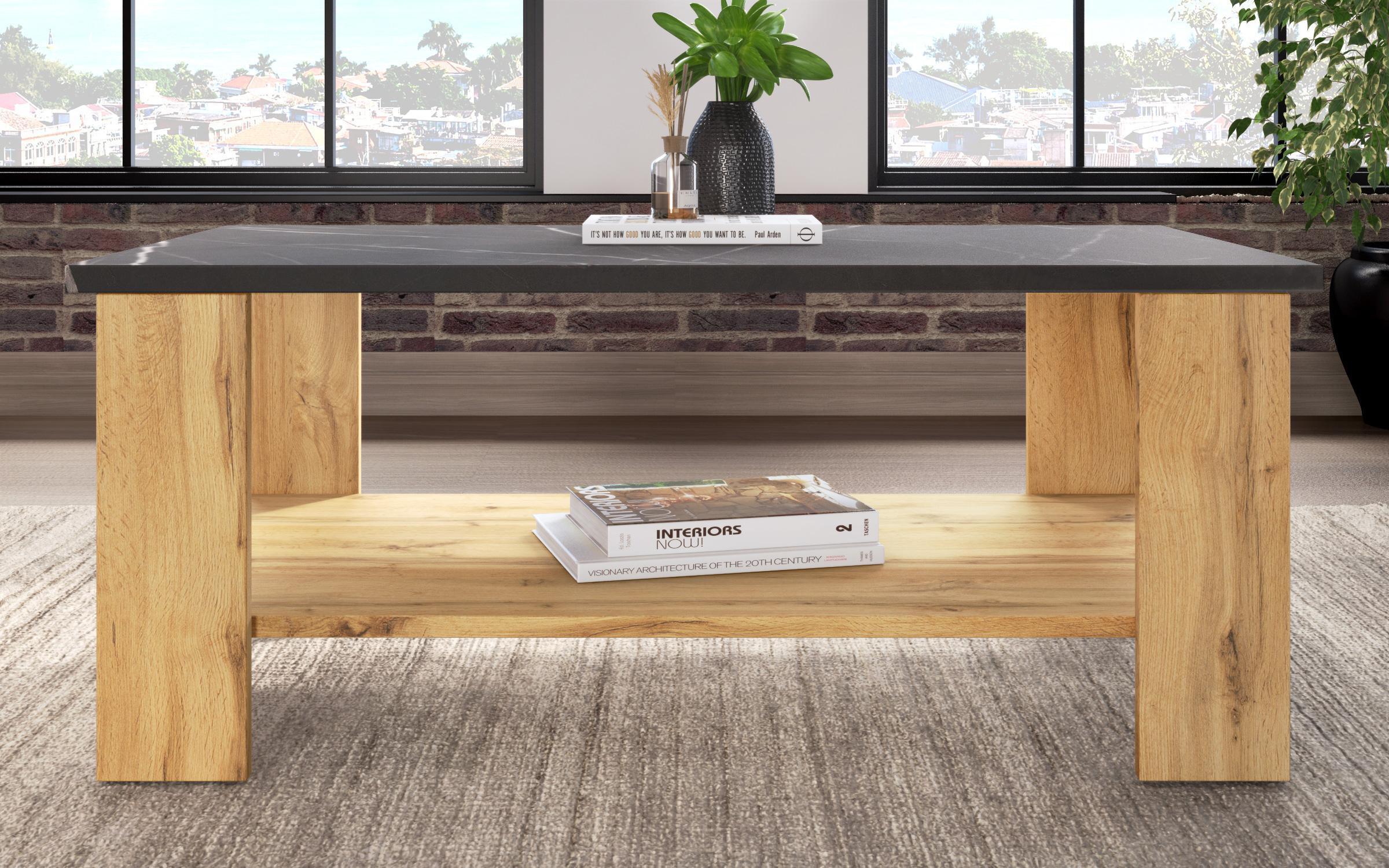 Coffee table Nesta, Wotan oak + decor Tunisia marble  3