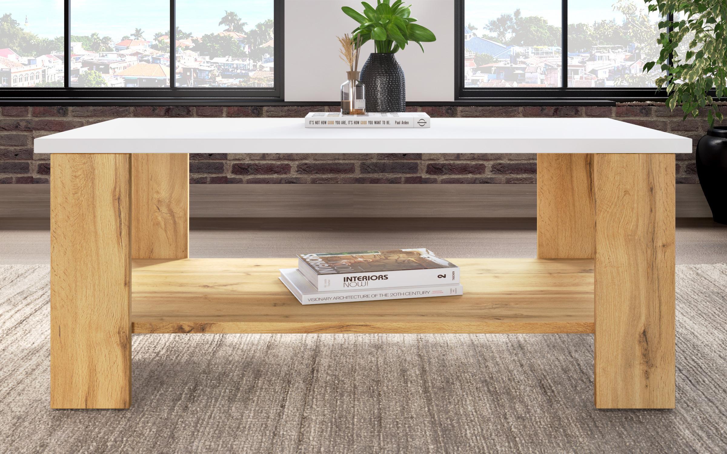 Coffee table Nesta, Wotan oak + white  3