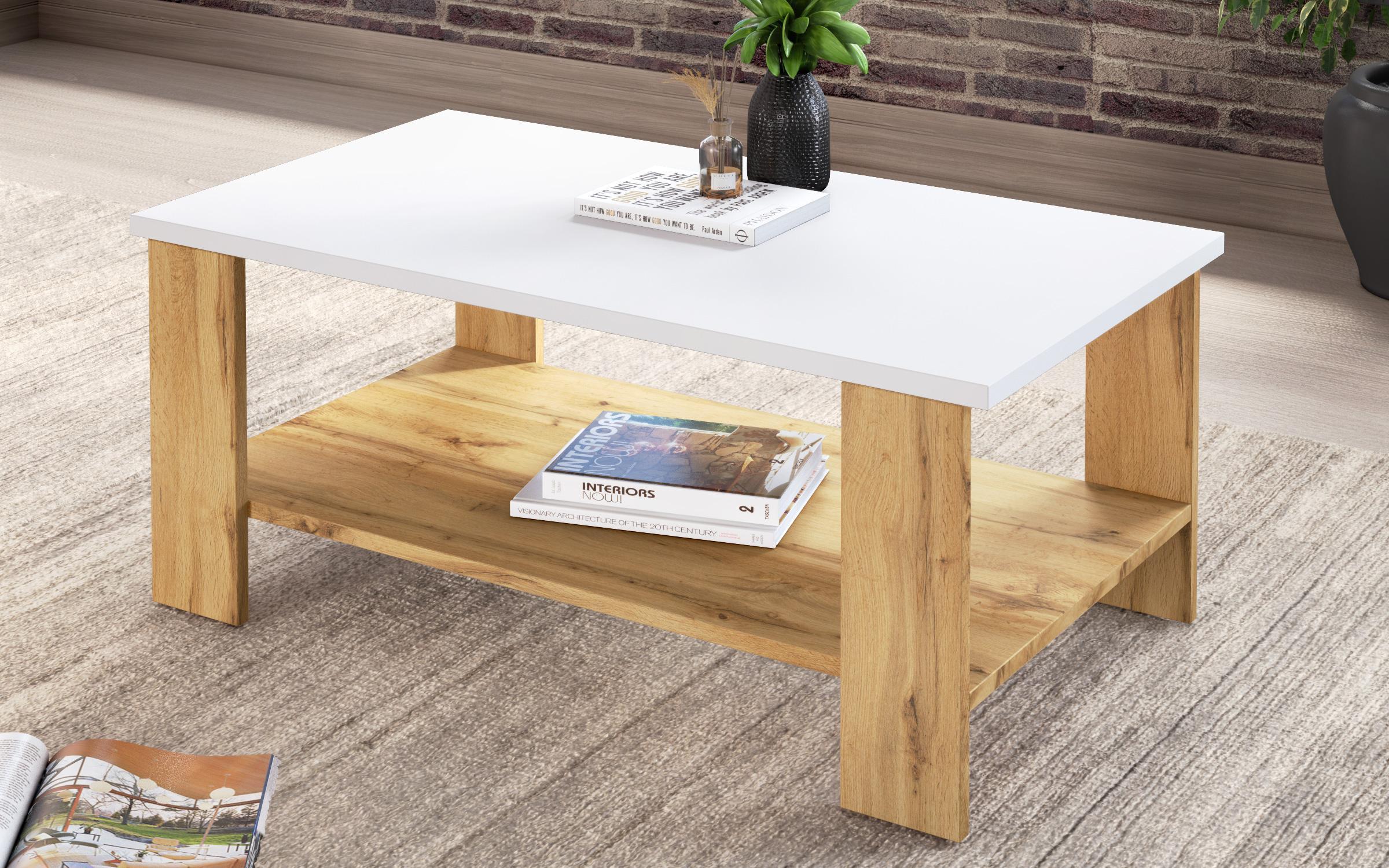 Coffee table Nesta, Wotan oak + white  4