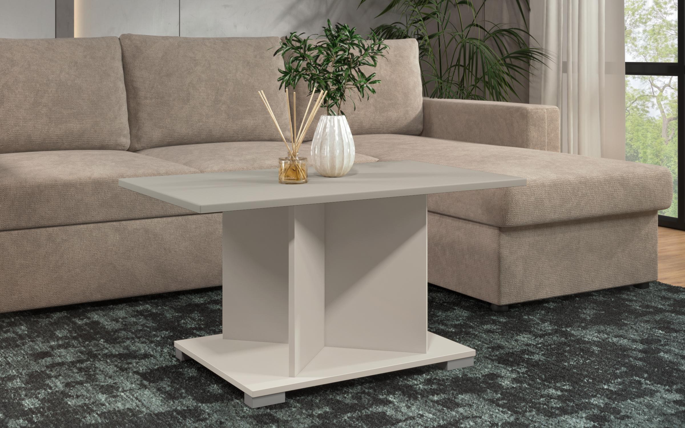Coffee table + MDF Aurea L, sand matt + cashmere  1