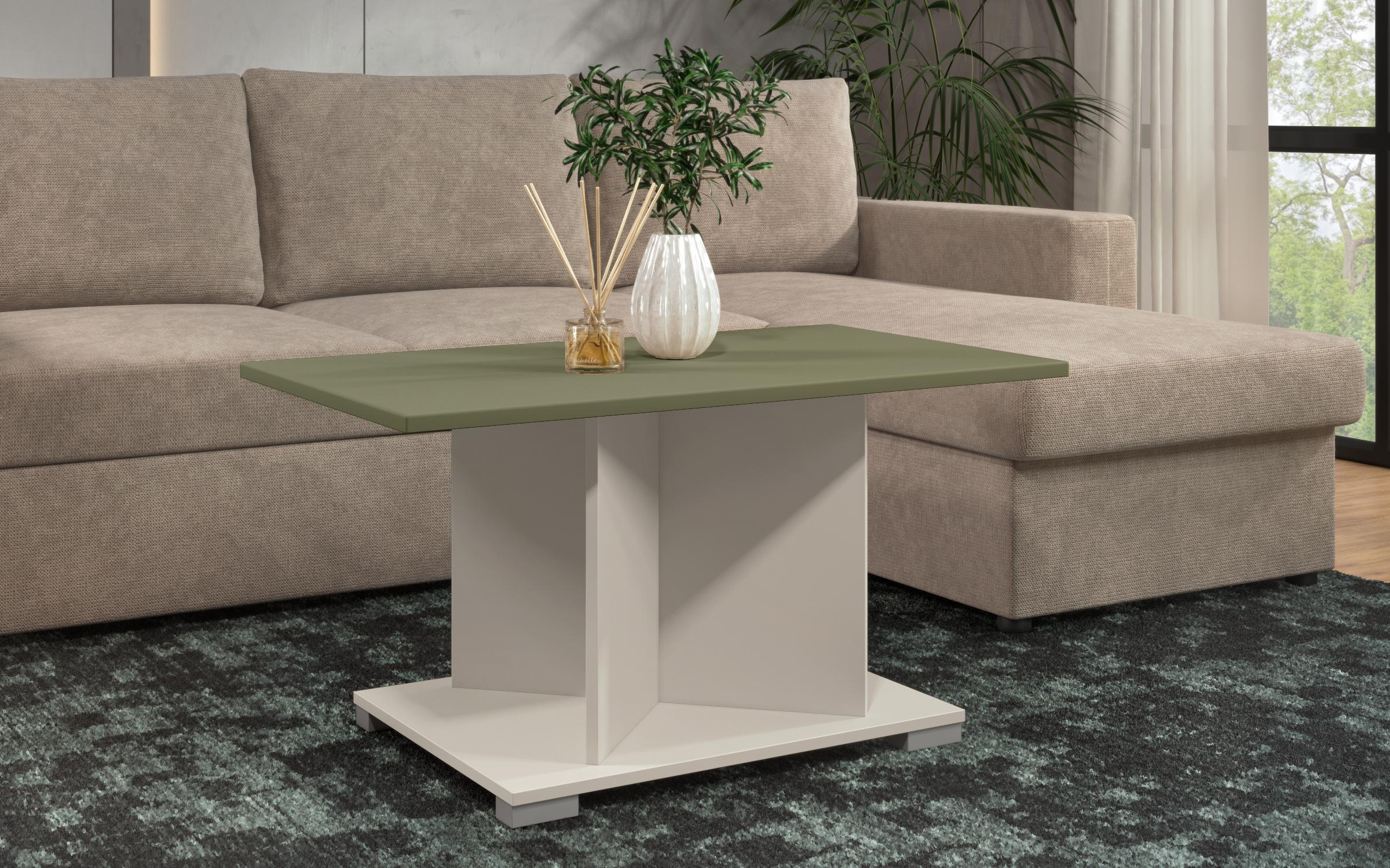 Coffee table + MDF Aurea L, sand matt + olive  1