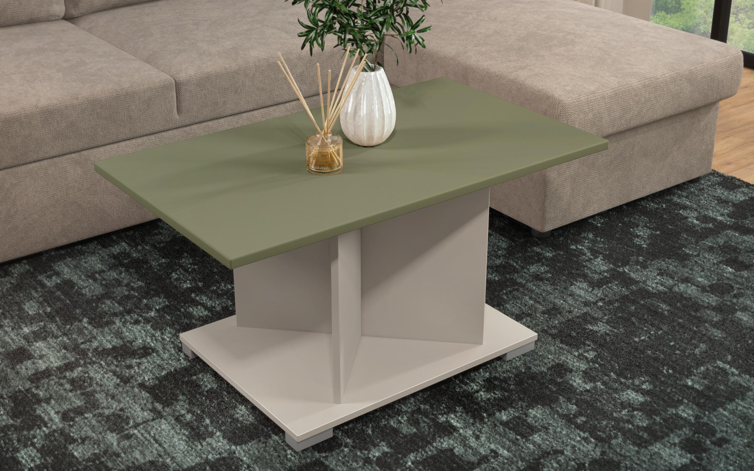 Coffee table + MDF Aurea L, sand matt + olive  4
