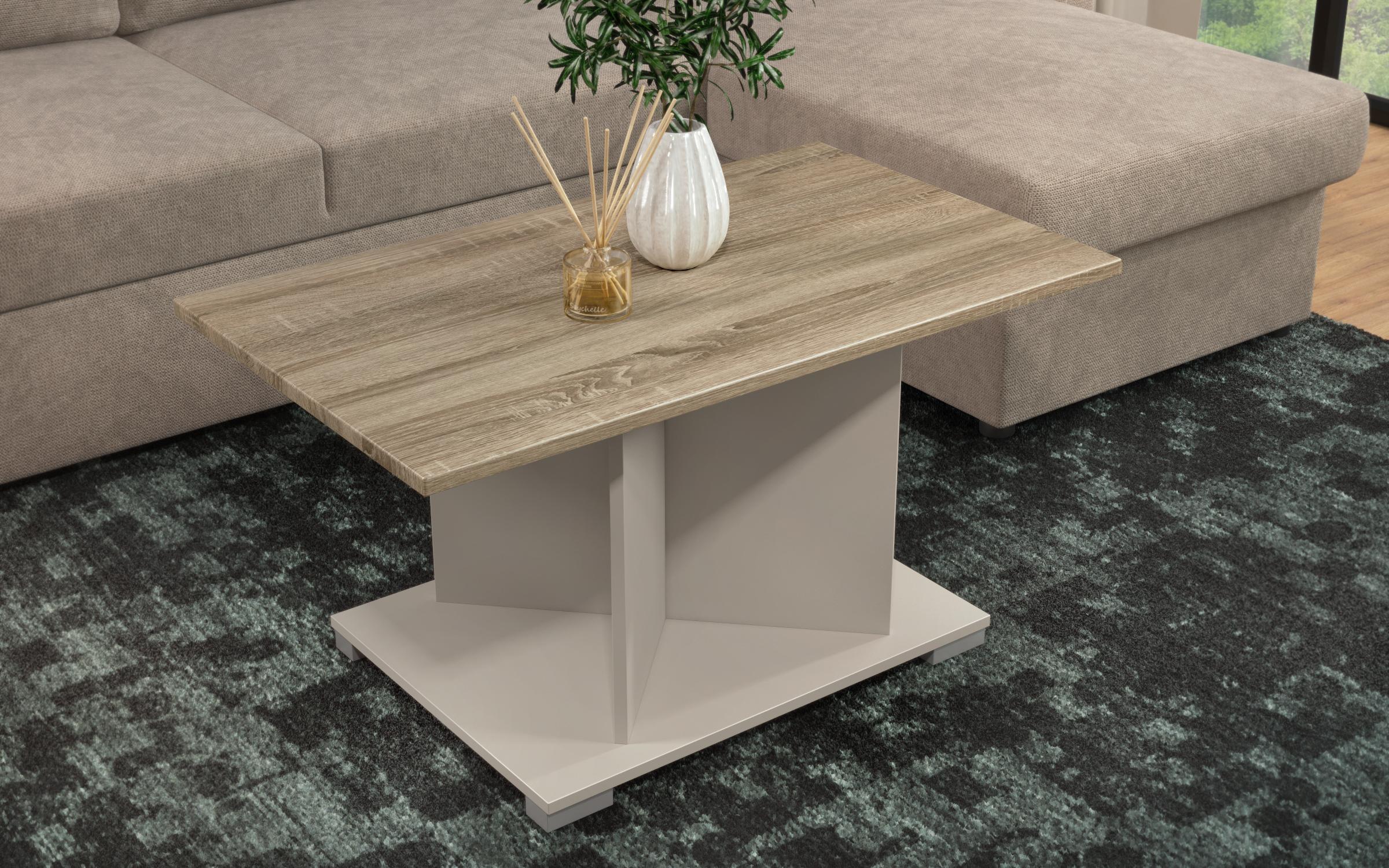 Coffee table + MDF Aurea L, sand matt + Sonoma oak  3