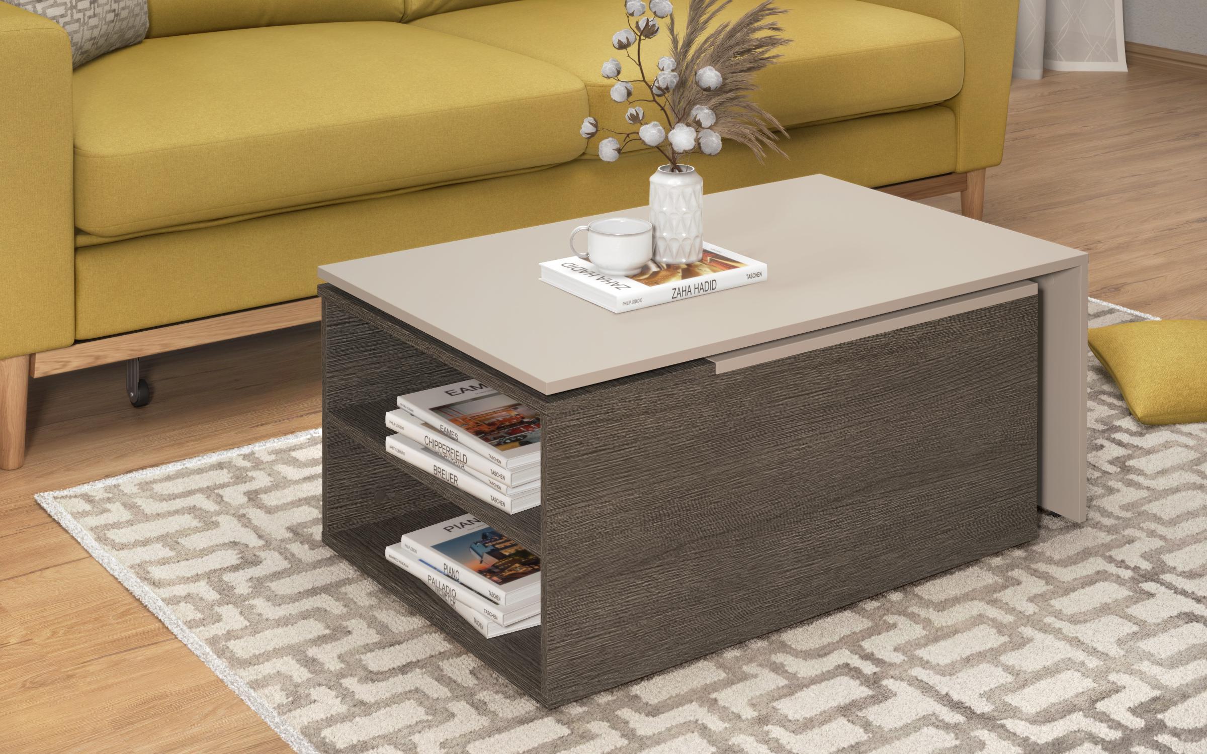 Coffee table Karuzo, cashmere + Anthracite oak  3