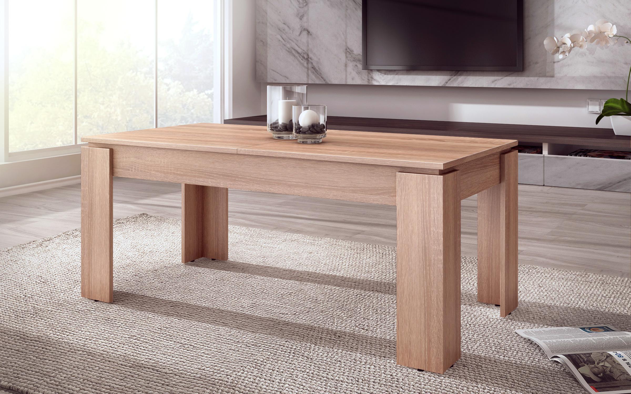 Комплект Разтегателен ъглов диван Дани М +  Холна маса /разтегателна/ Витара, бежов + кафяв + дъб сонома  3