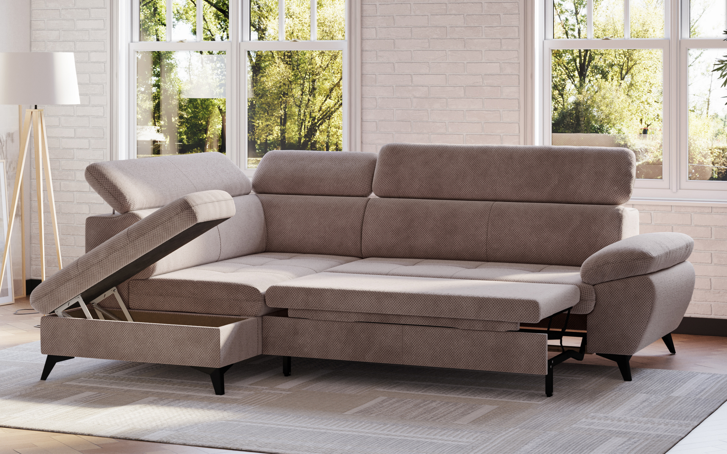 Extendable corner sofa Savona, cappuccino  2