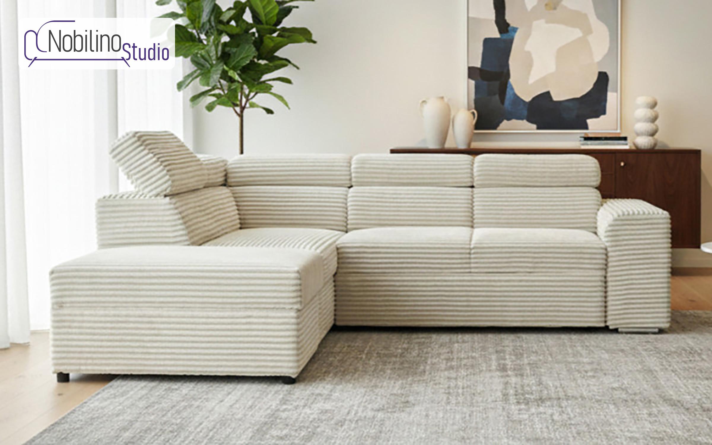 Extendable corner sofa Savora, light beige  1
