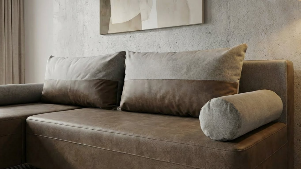 Extendable corner sofa Real, brown + beige  4
