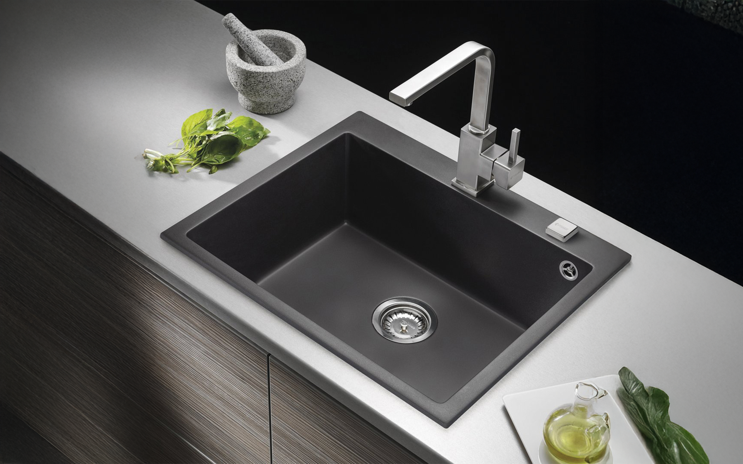 Granite sink PYRAMIS ISTROS, carbon  2