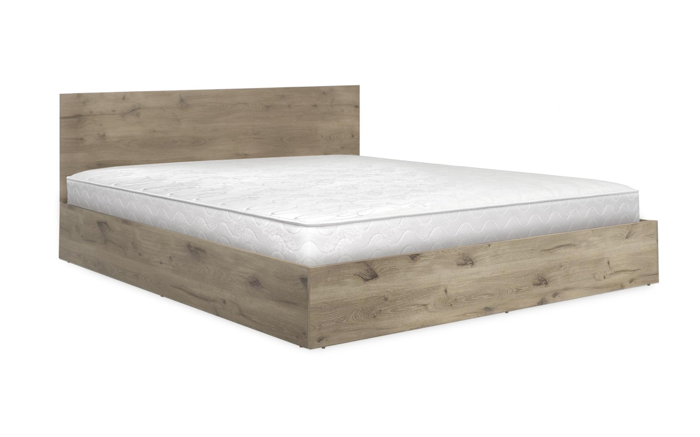 Set Double bed Easy 140/200 + mattress Leo Classic + MDF bunkie board + set of gas lifting mechanism, light Scandinavian oak  1