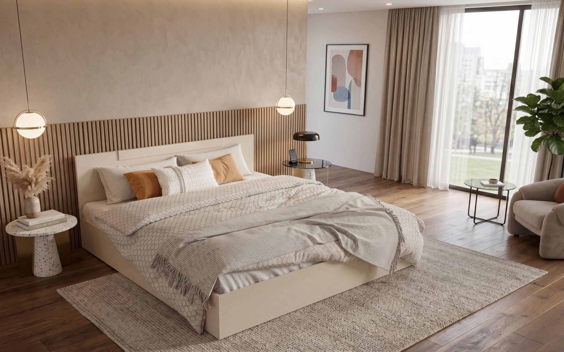 Double bed for mattress 140/200 Chaterina, cashmere  3