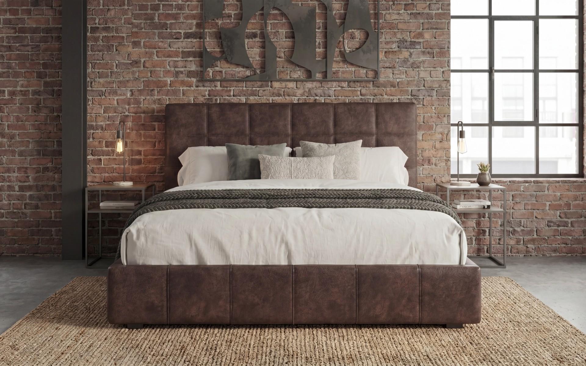 Upholstered double bed for mattress 160/200 Kalina, dark brown  3