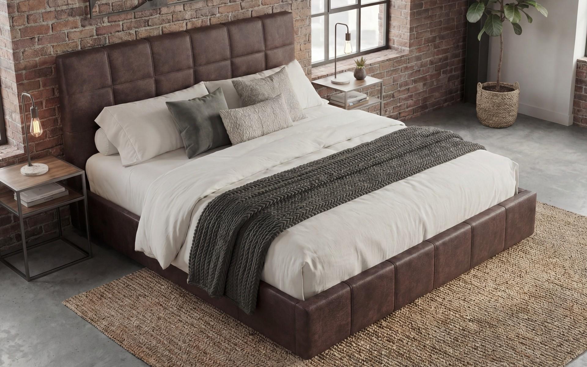 Upholstered double bed for mattress 160/200 Kalina, dark brown  4