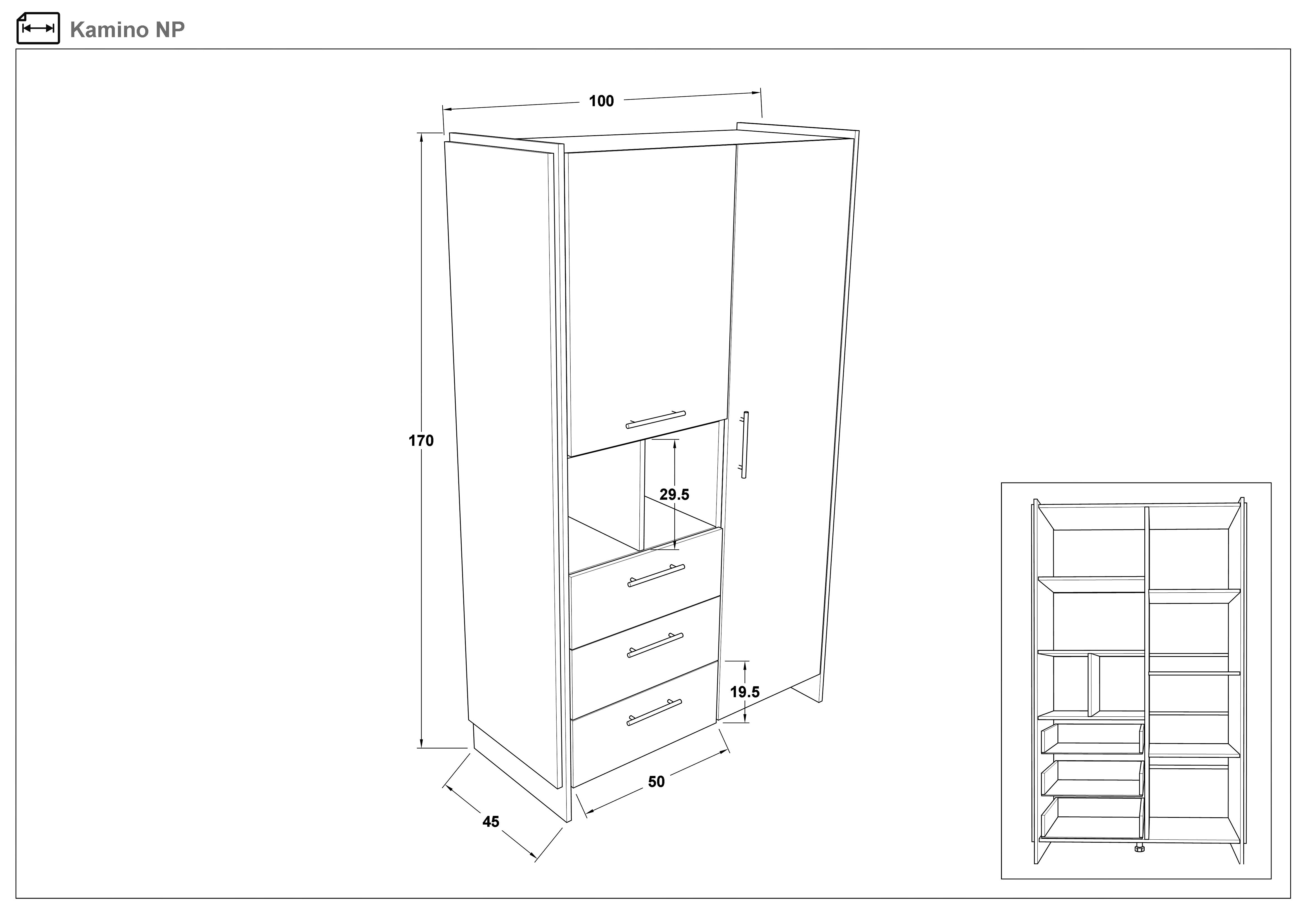 Cabinet Camino NP, Wotan oak + black  2