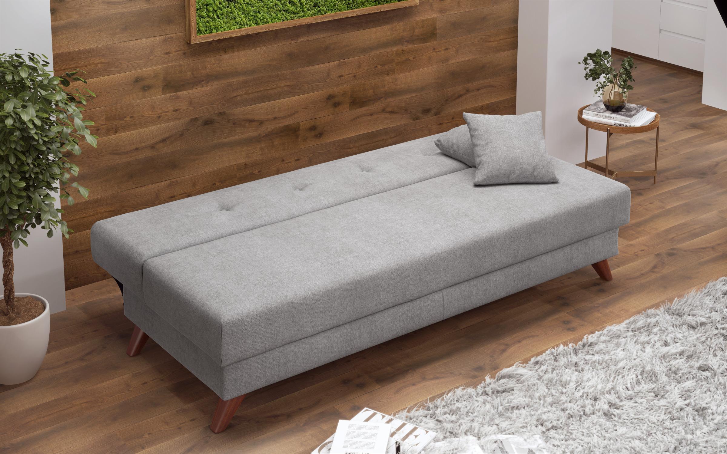 Extendable click-clack sofa Brent, light grey  5