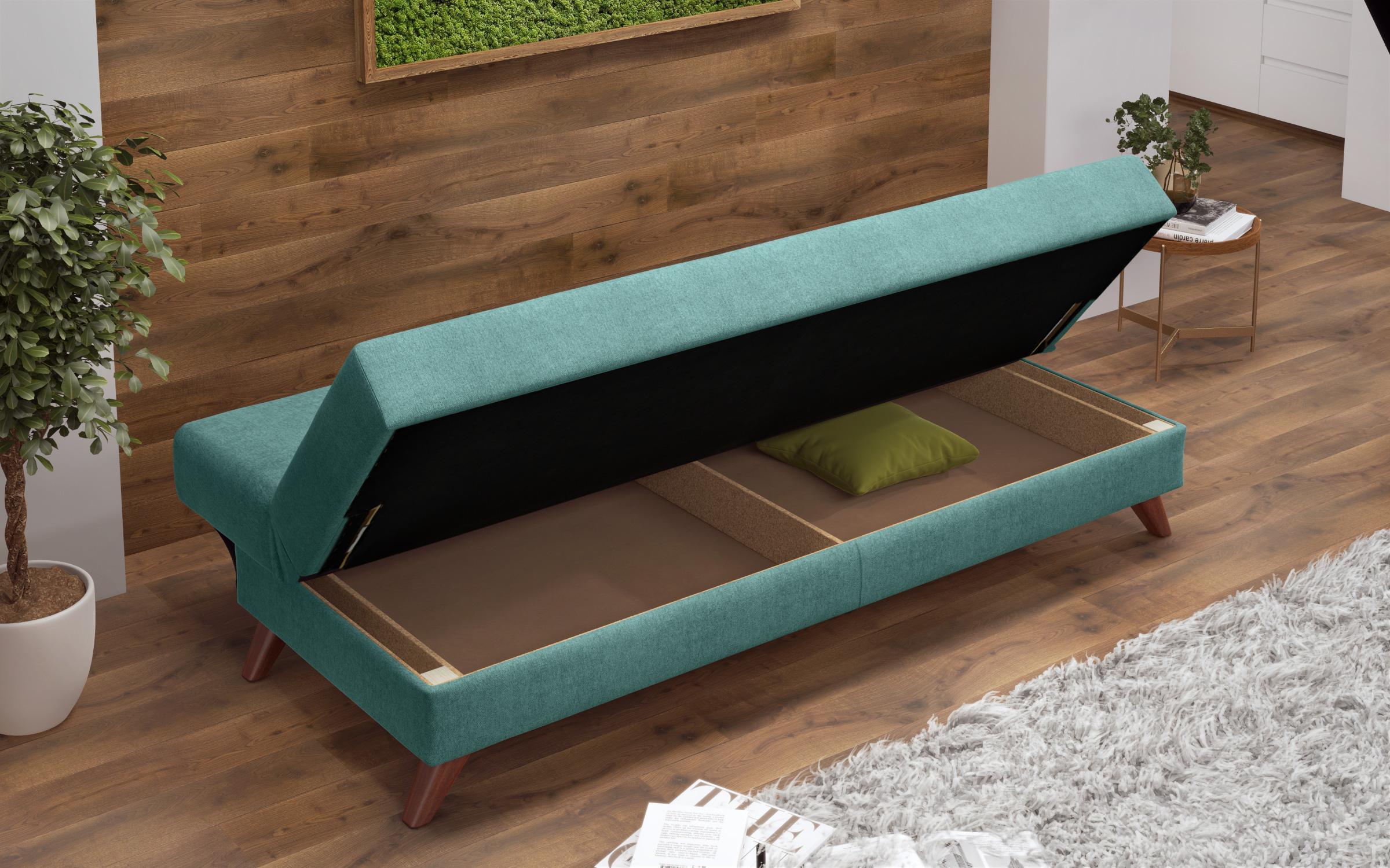Extendable click-clack sofa Brent, turquoise  8