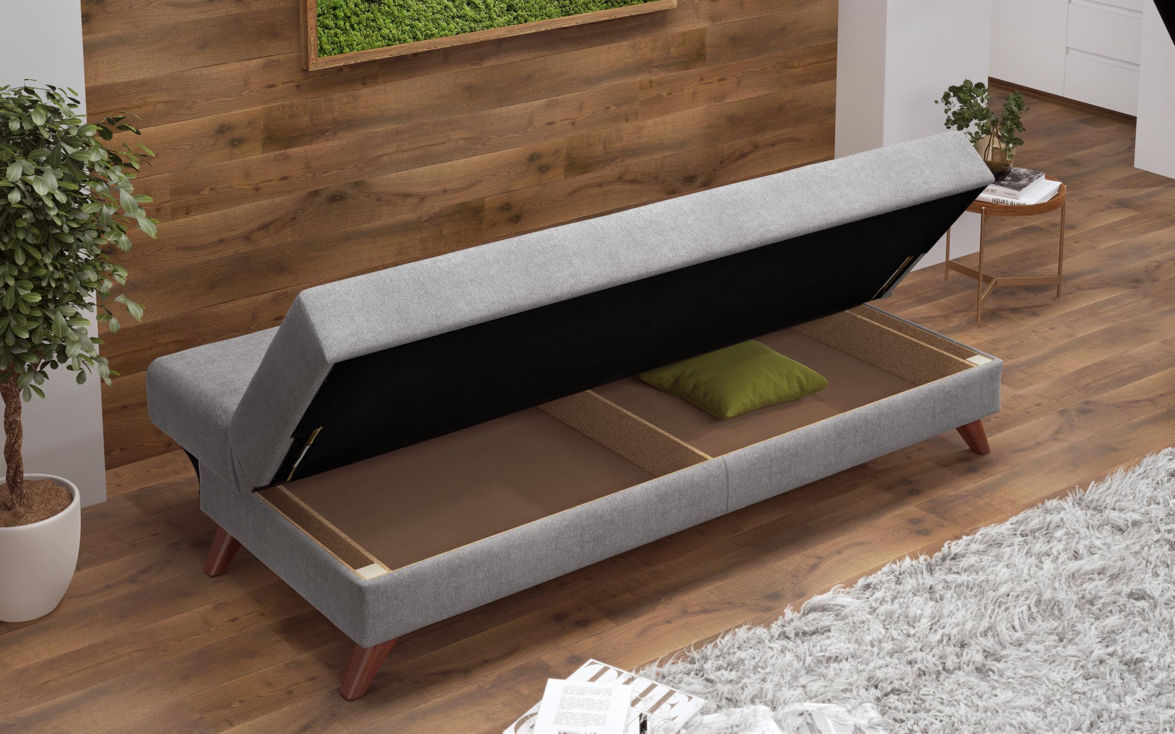 Extendable click-clack sofa Brent, light grey  7