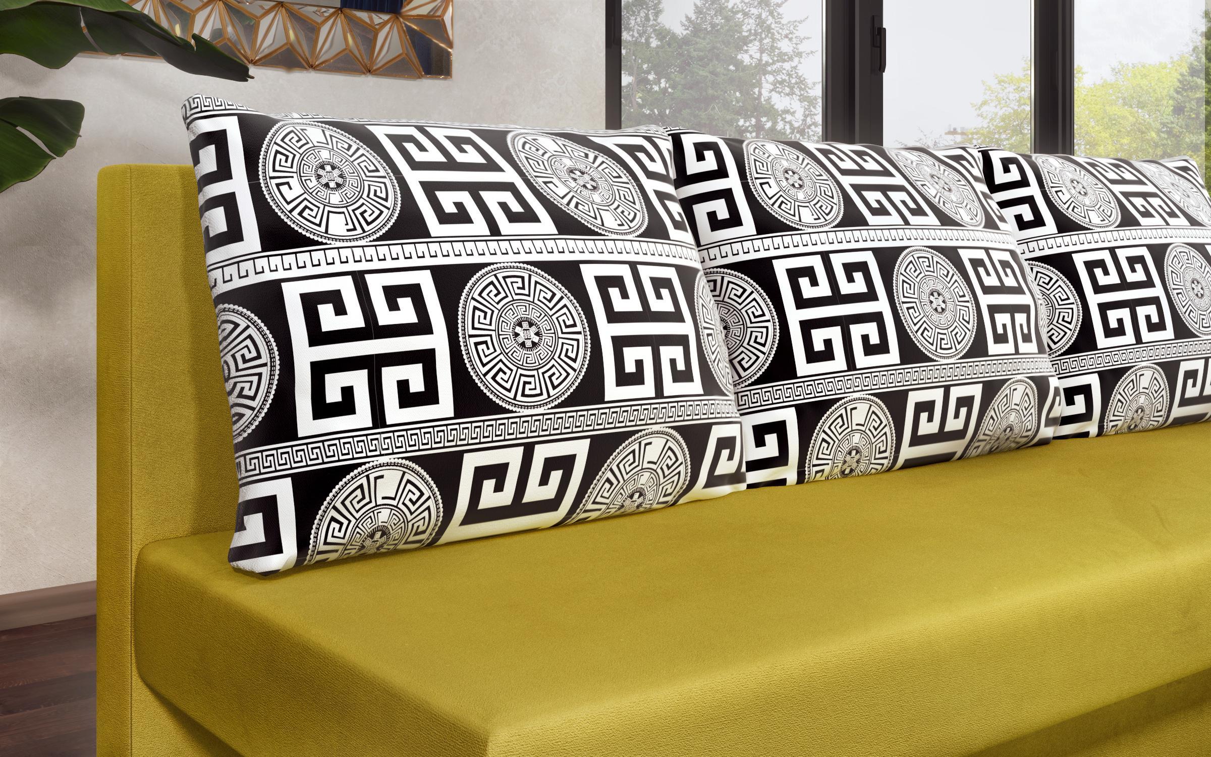 Extendable sofa Como, yellow + print  4