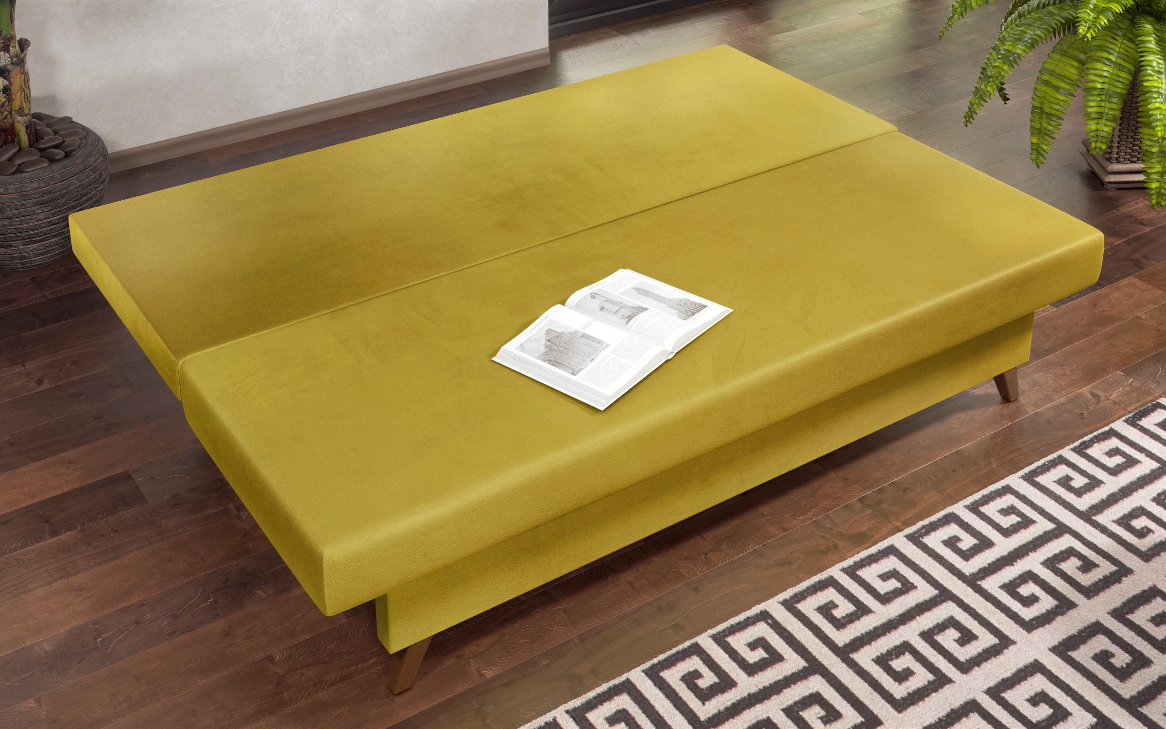 Extendable sofa Como, yellow + print  6