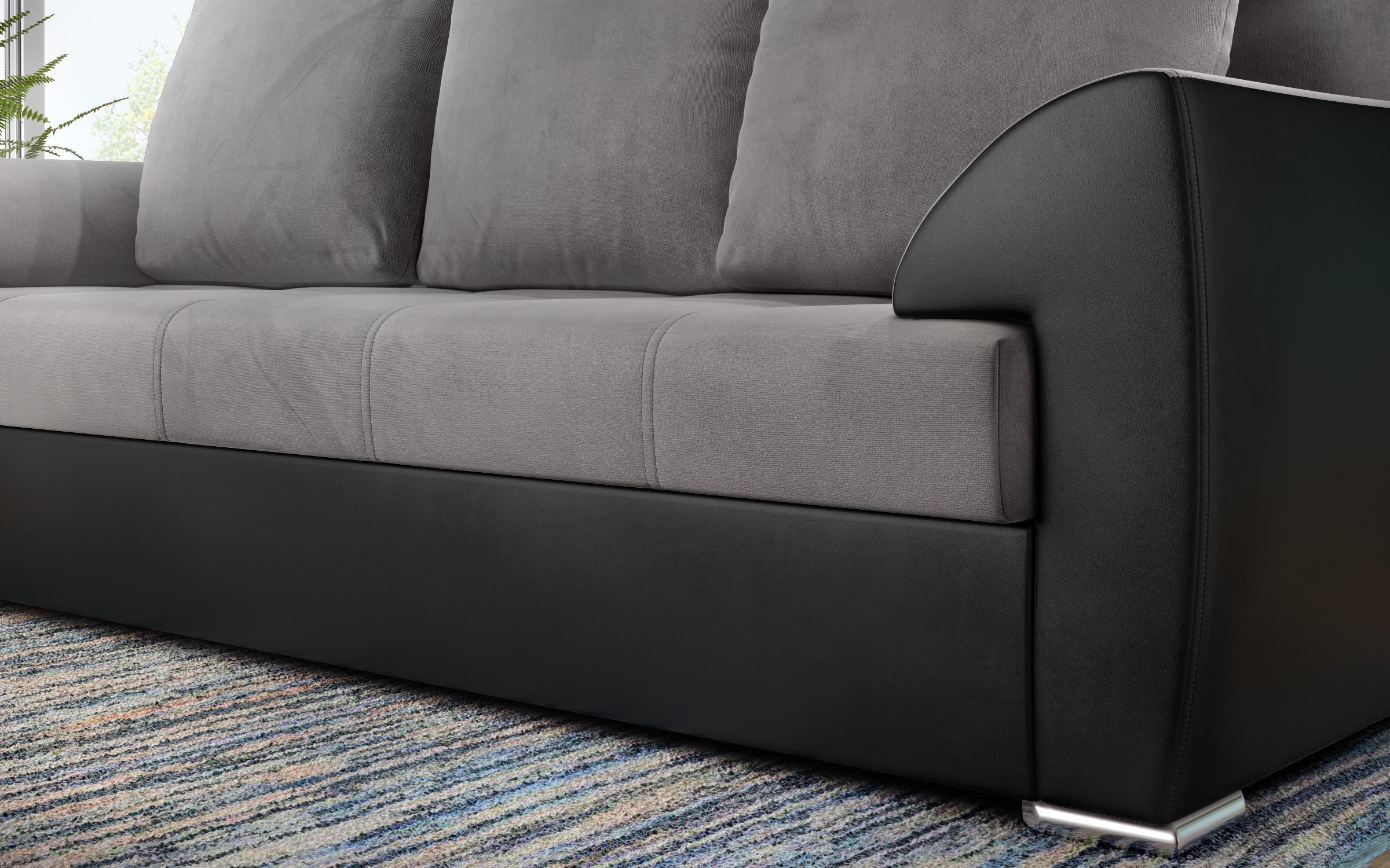 Extendable sofa Deman, grey + black leather  6