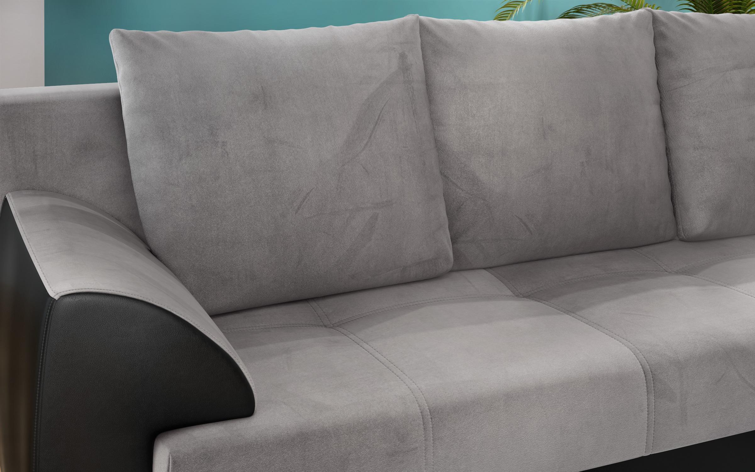 Extendable sofa Deman, grey + black leather  7