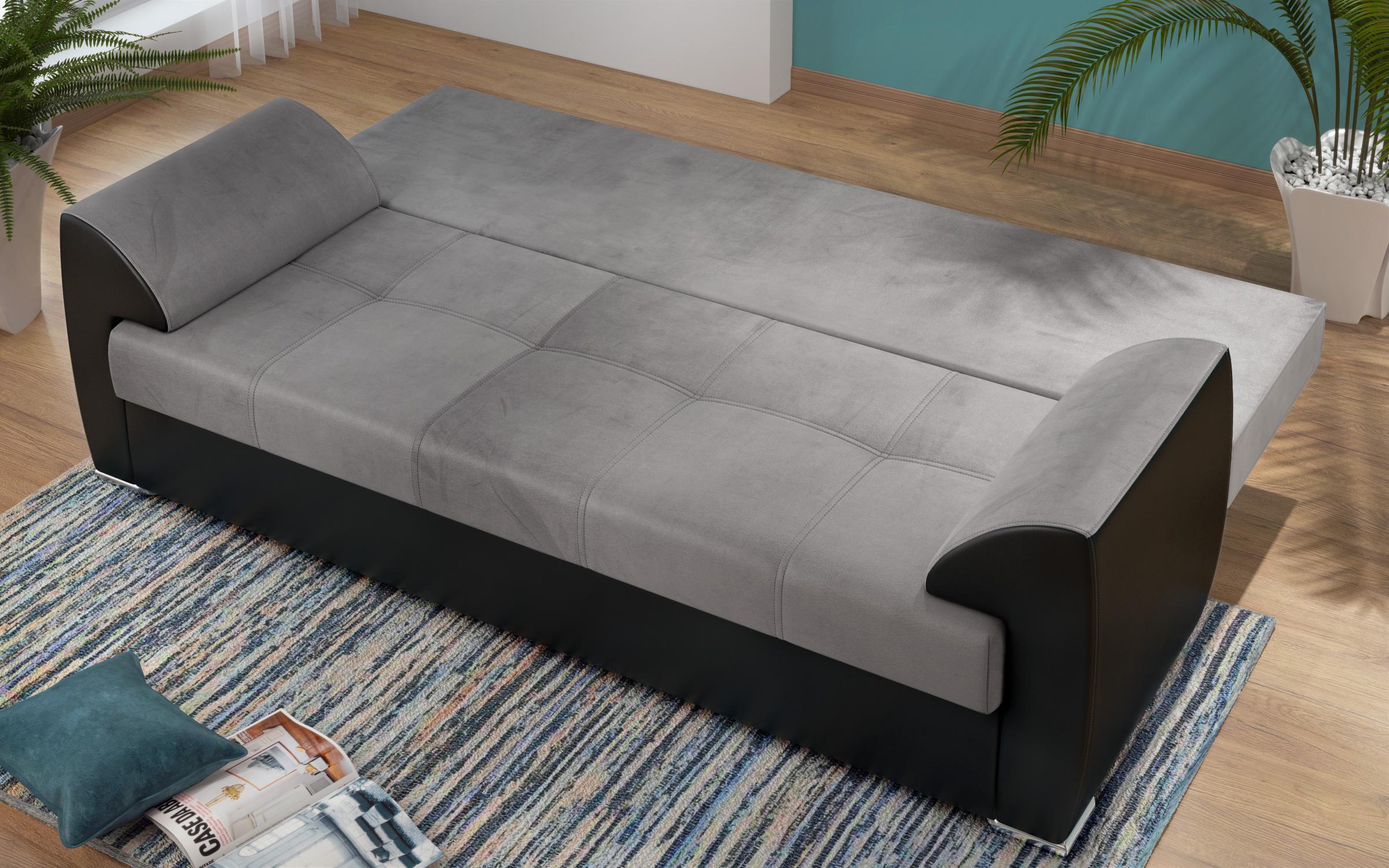 Extendable sofa Deman, grey + black leather  5