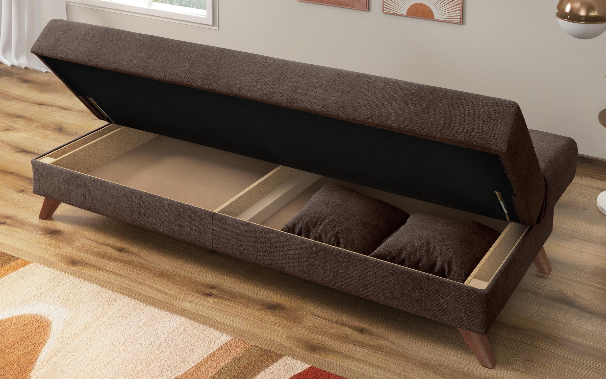 Extendable click-clack sofa Lendo, brown  8